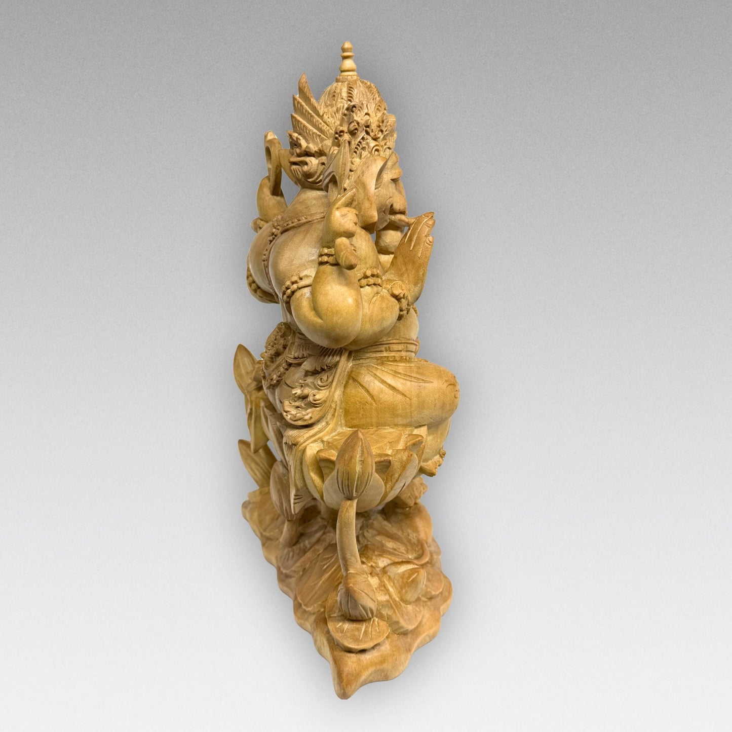 Hand Carved Wood Ganapati Ganesha Statue: Remover of Obstacles, Balinese Hindu Art