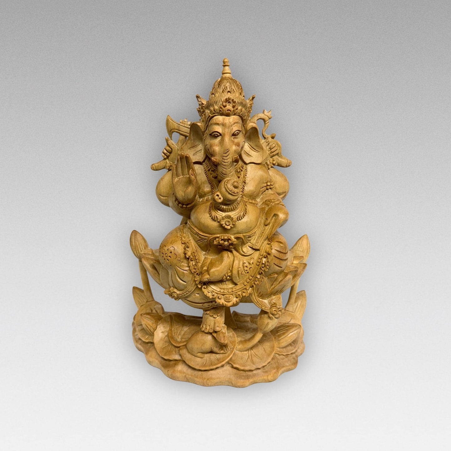 Hand Carved Wood Ganapati Ganesha Statue: Remover of Obstacles, Balinese Hindu Art