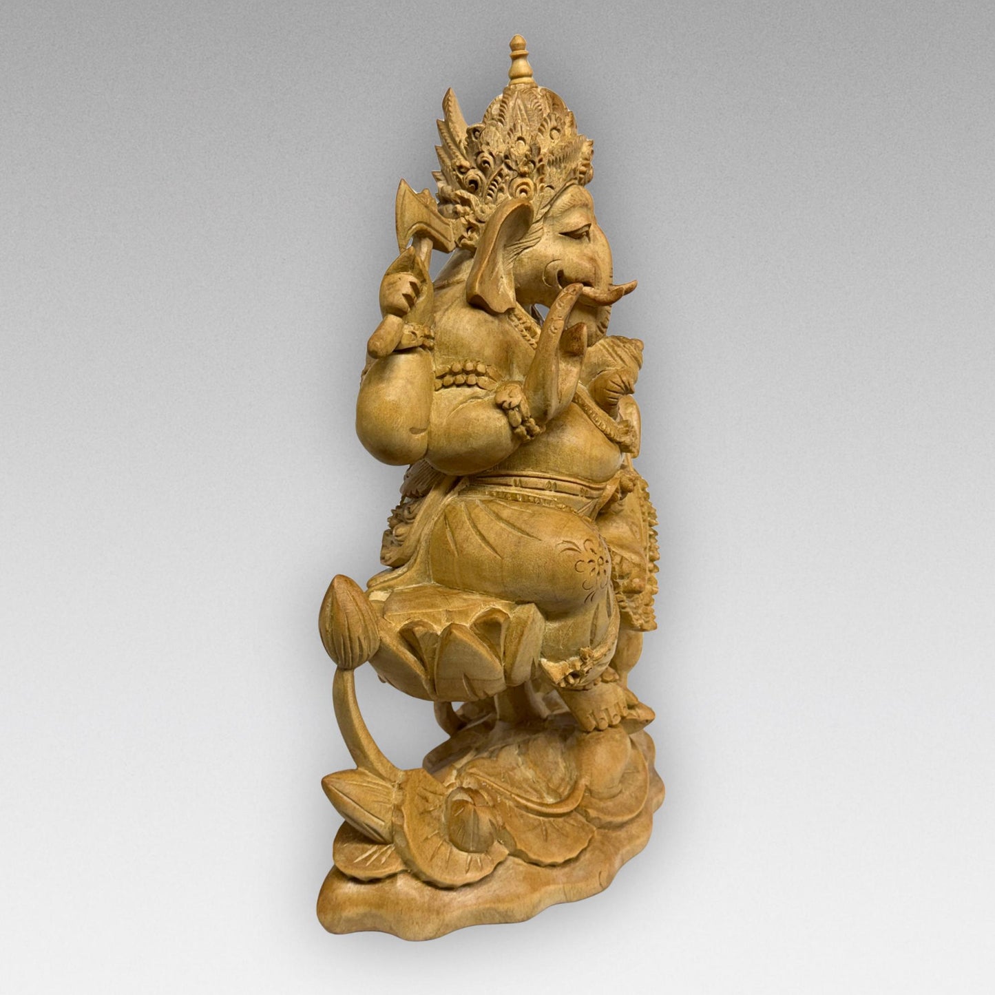 Hand Carved Wood Ganapati Ganesha Statue: Remover of Obstacles, Balinese Hindu Art