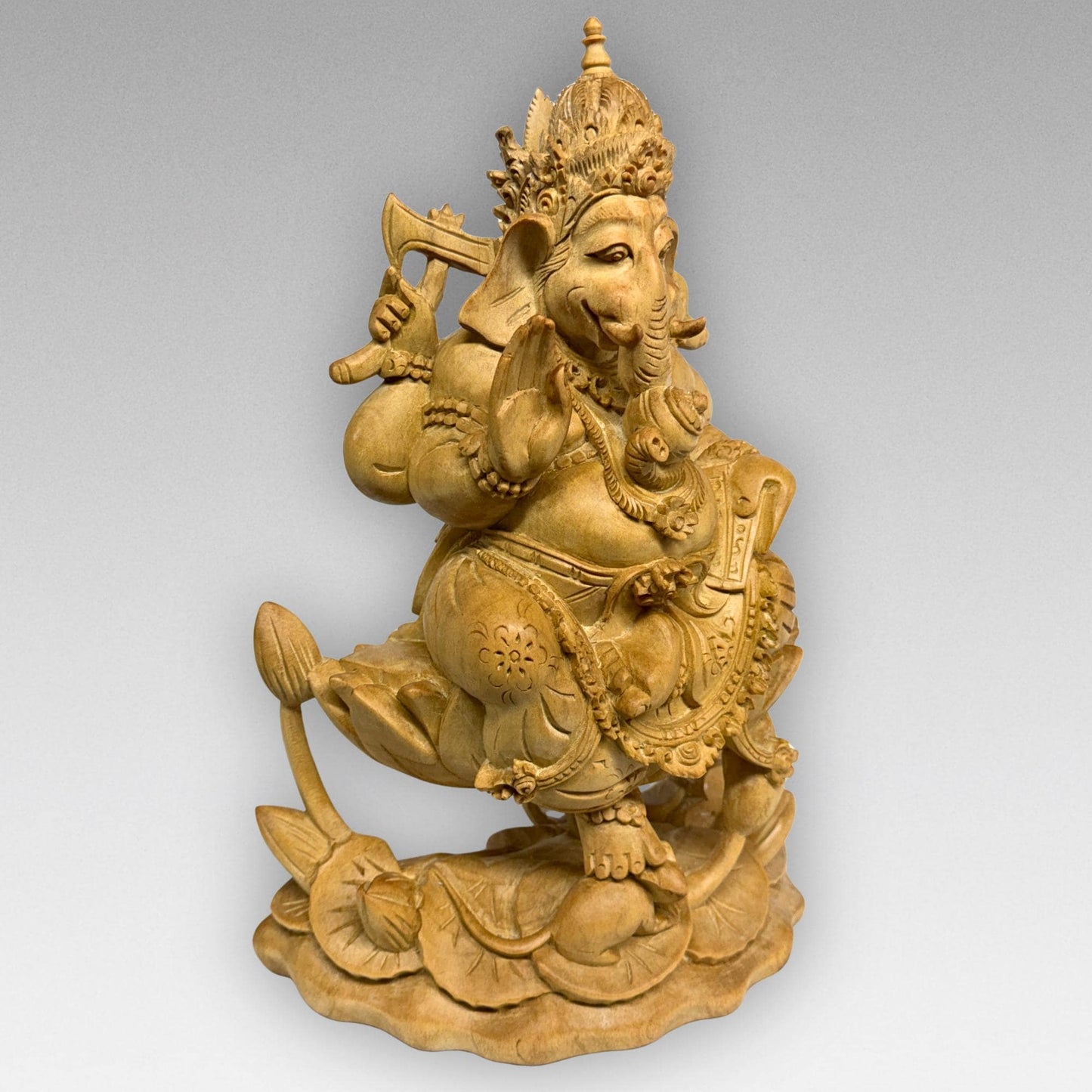 Hand Carved Wood Ganapati Ganesha Statue: Remover of Obstacles, Balinese Hindu Art