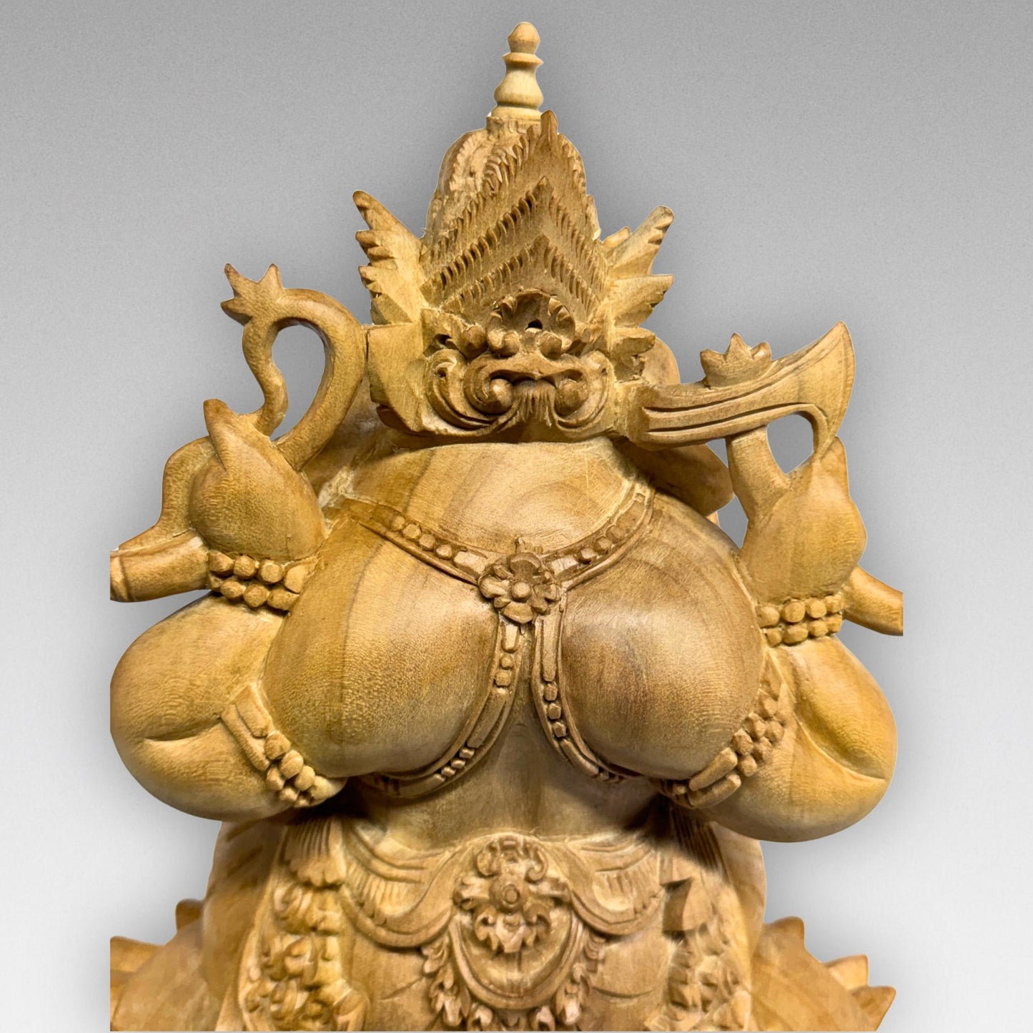 Hand Carved Wood Ganapati Ganesha Statue: Remover of Obstacles, Balinese Hindu Art