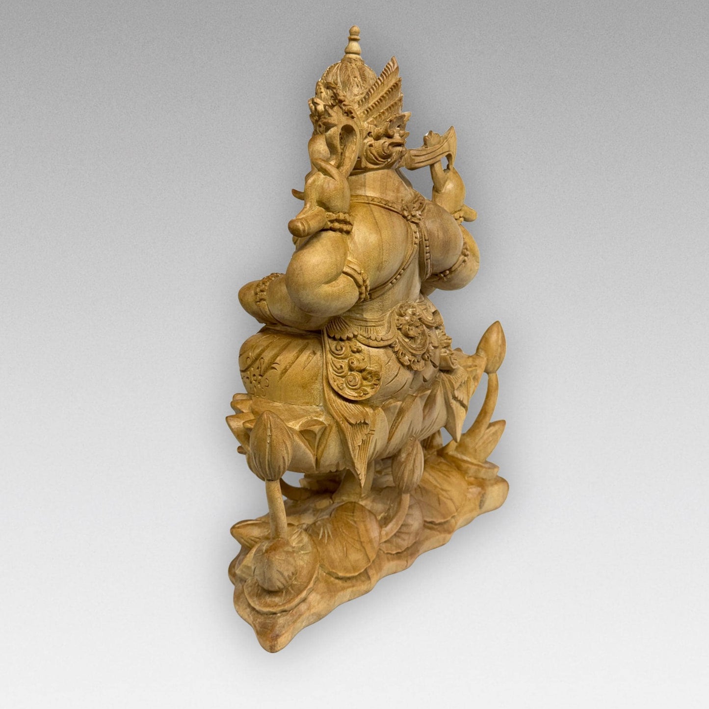 Hand Carved Wood Ganapati Ganesha Statue: Remover of Obstacles, Balinese Hindu Art