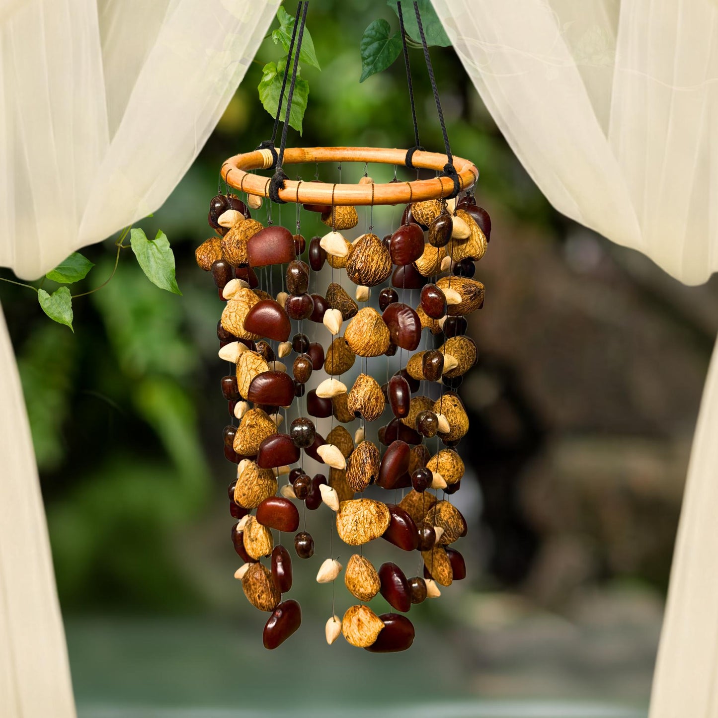 Pangi Nut Natural Seed Wind Chime,  Bendo Fruit Rattle - Sound Healing BellS