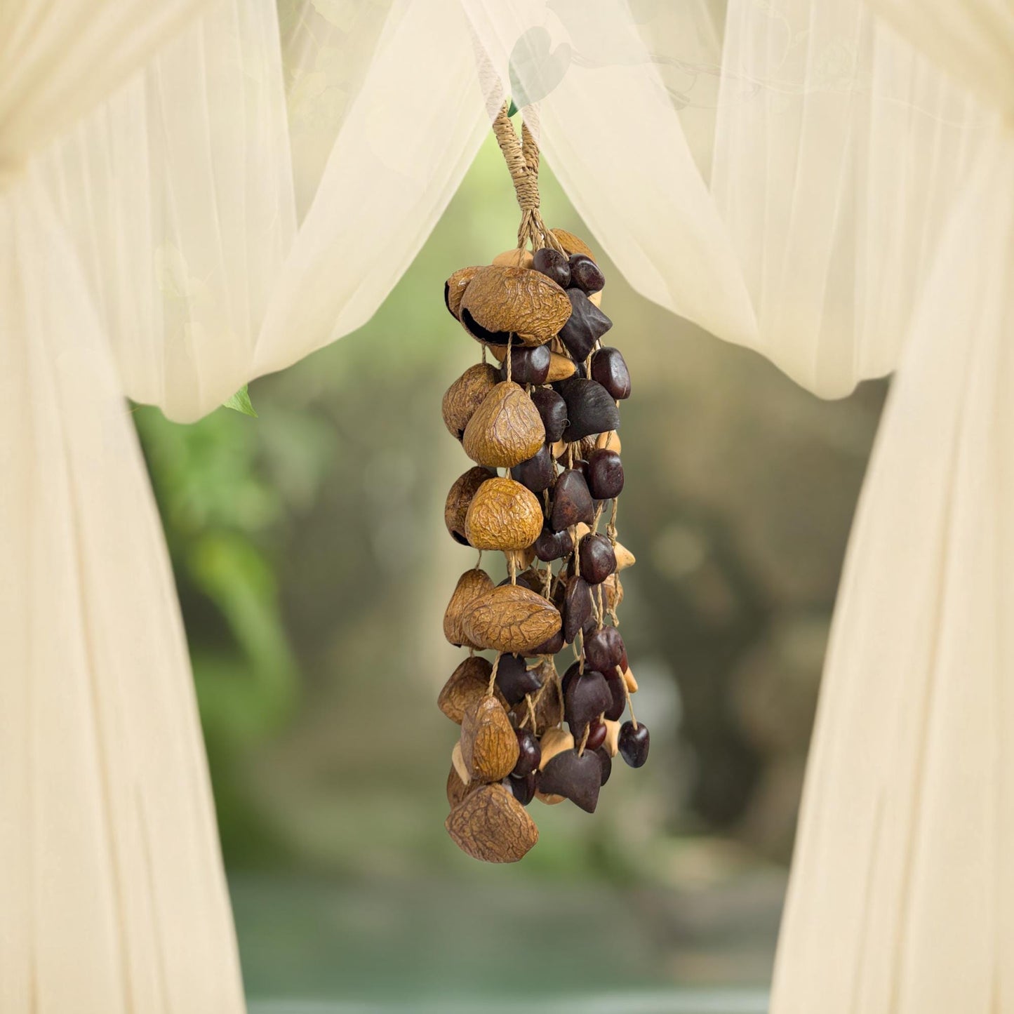 Pangi Nut Percussion Rattle,  Natural Bendo Seed Shaker - Sound Healing Bell - Wind chime