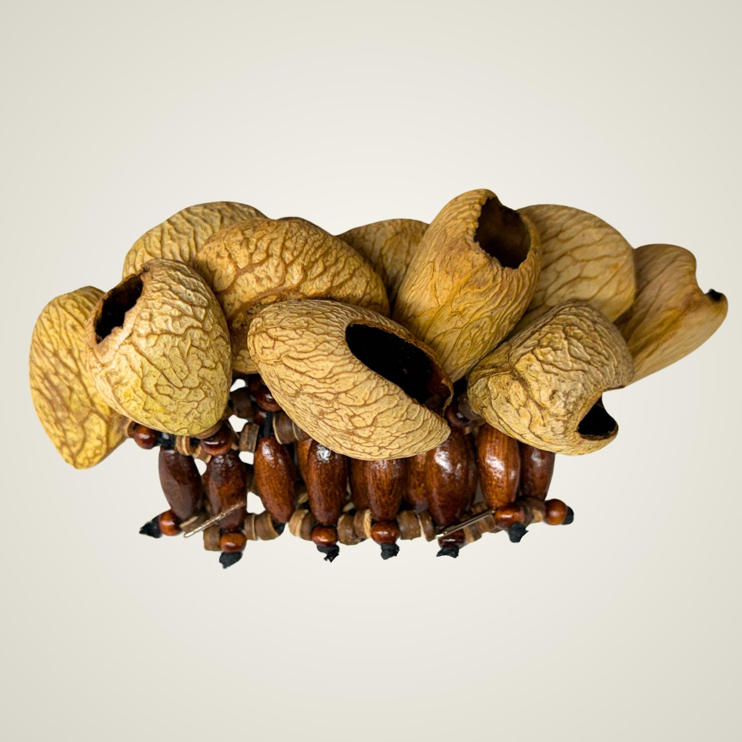 Pangi Nut Percussion Bracelet Rattle,  Natural Keluwak Seed Shaker - Sound Healing Bell