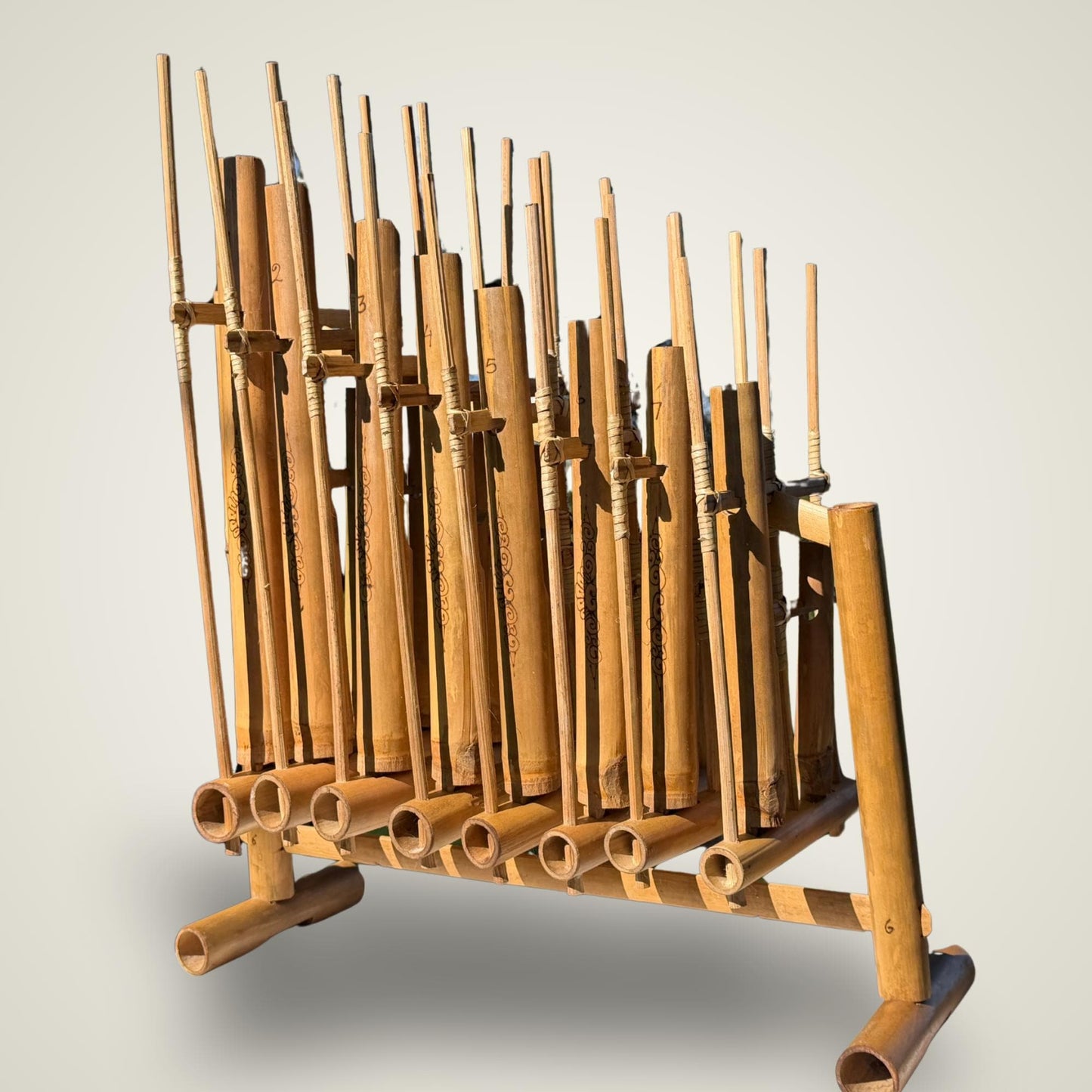 Bamboo Angklung Traditional Percussion Musical Instrument - Indonesian Rindik Gamalan Music