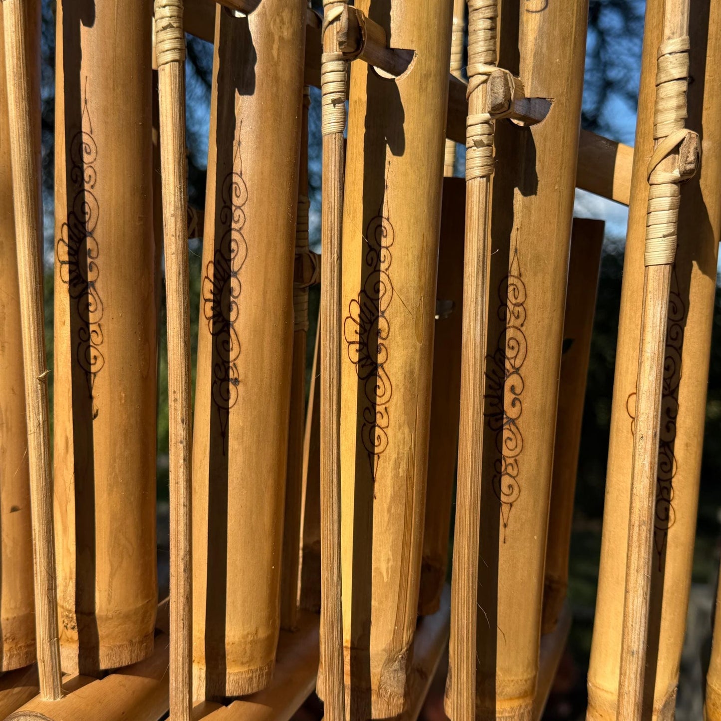 Bamboo Angklung Traditional Percussion Musical Instrument - Indonesian Rindik Gamalan Music