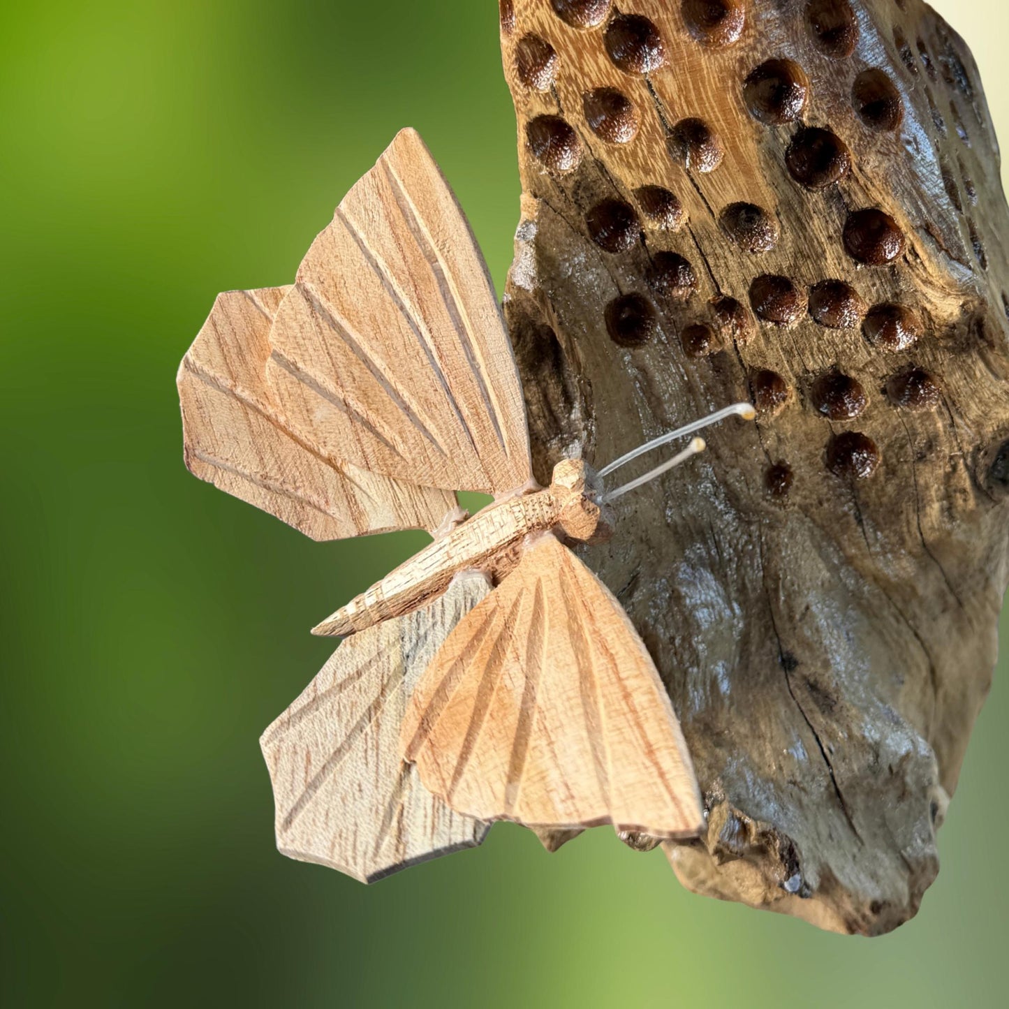 Butterfly Hand Carved Hanging Mobile - Balinese Parasite Mushroom Wood Carving