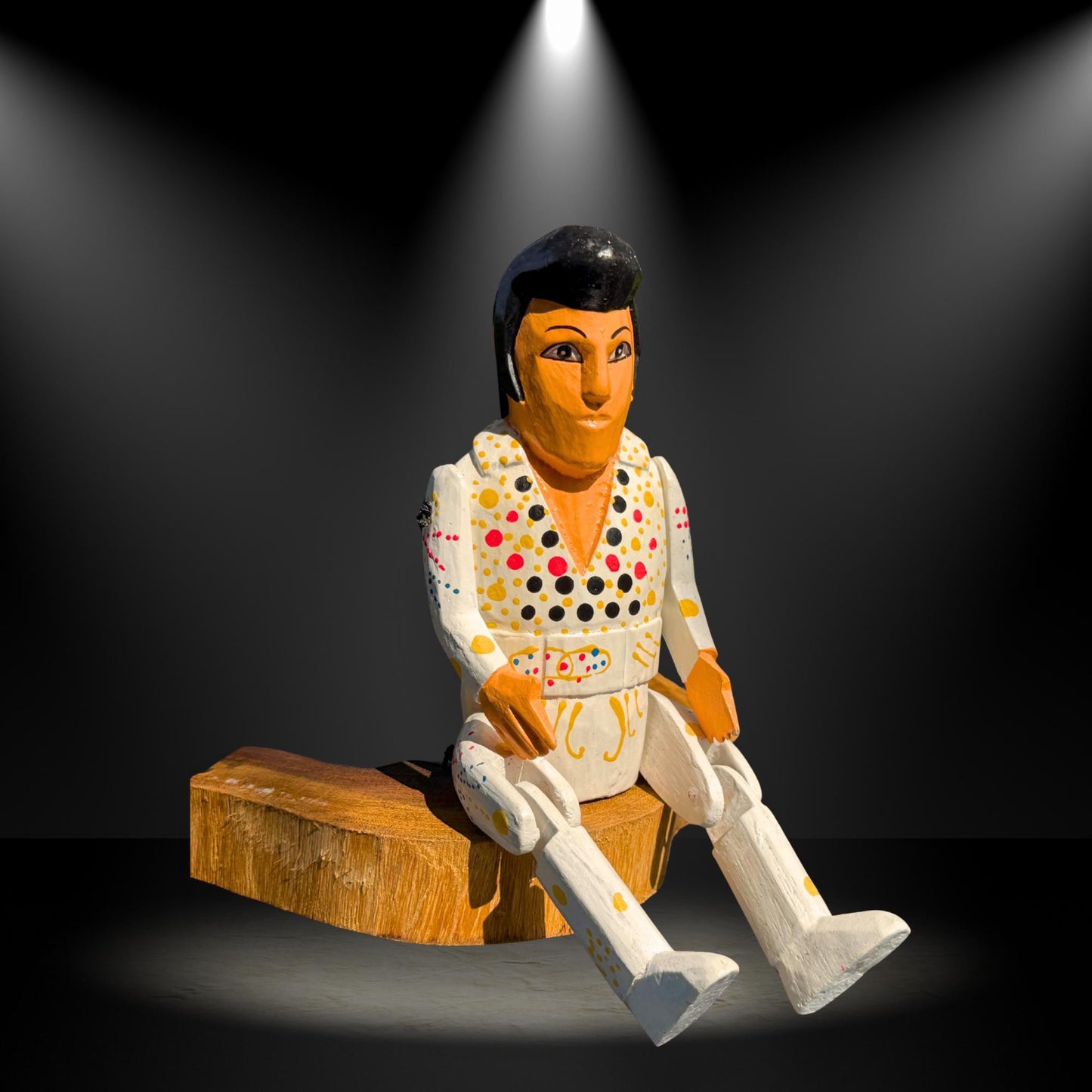 The King Elvis Shelf Sitter - Super Star Puppet Hand Painted Carved Wood