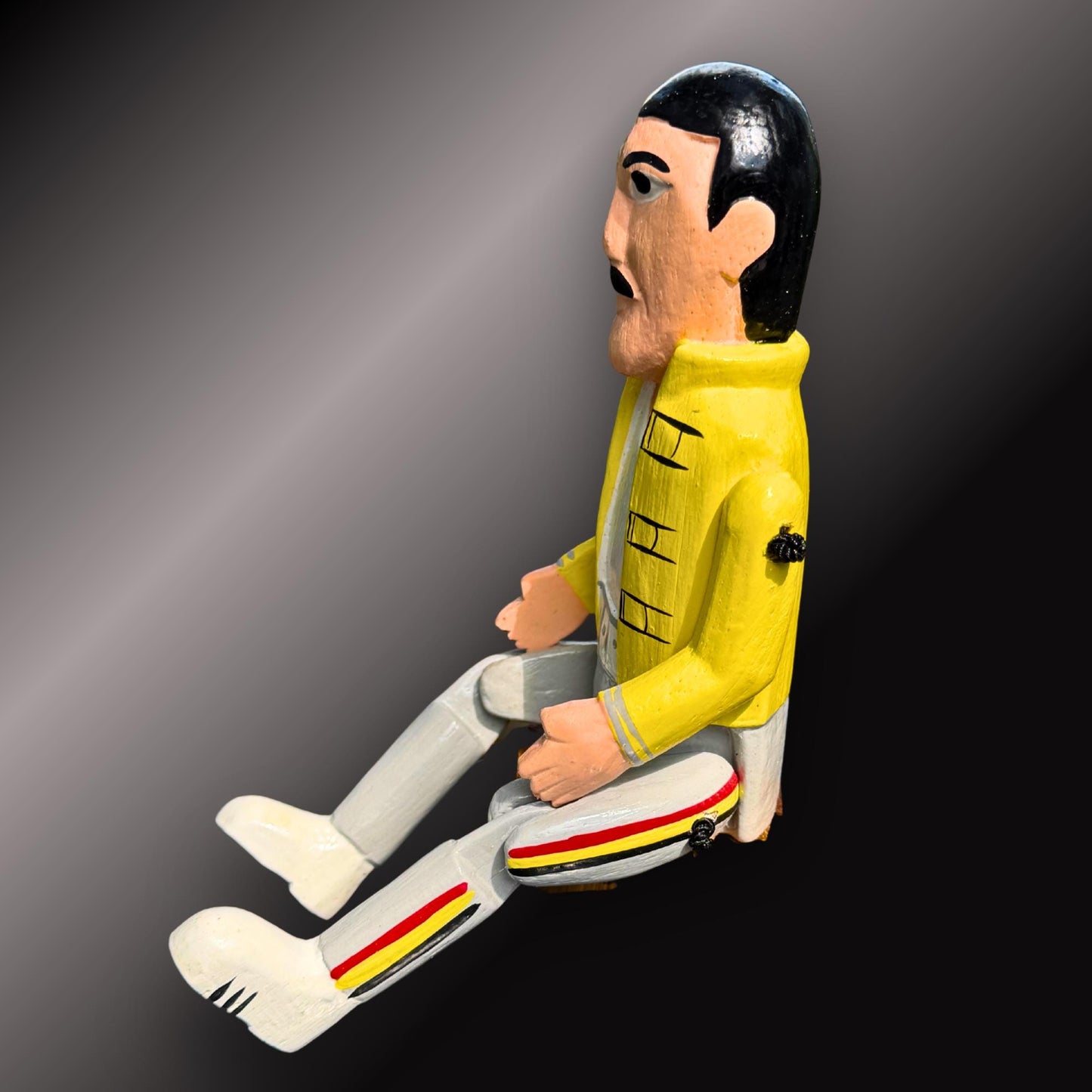 Freddie Mercury  Rock Star Shelf Sitter - Super Star Puppet Hand Painted Carved Wood