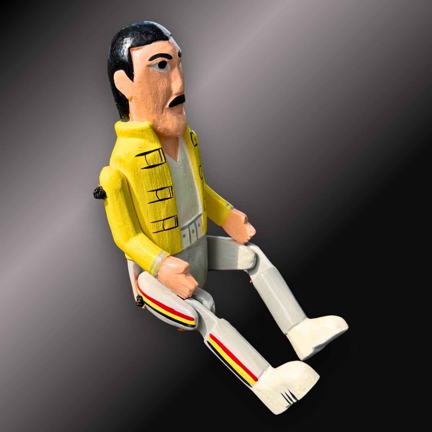 Freddie Mercury  Rock Star Shelf Sitter - Super Star Puppet Hand Painted Carved Wood