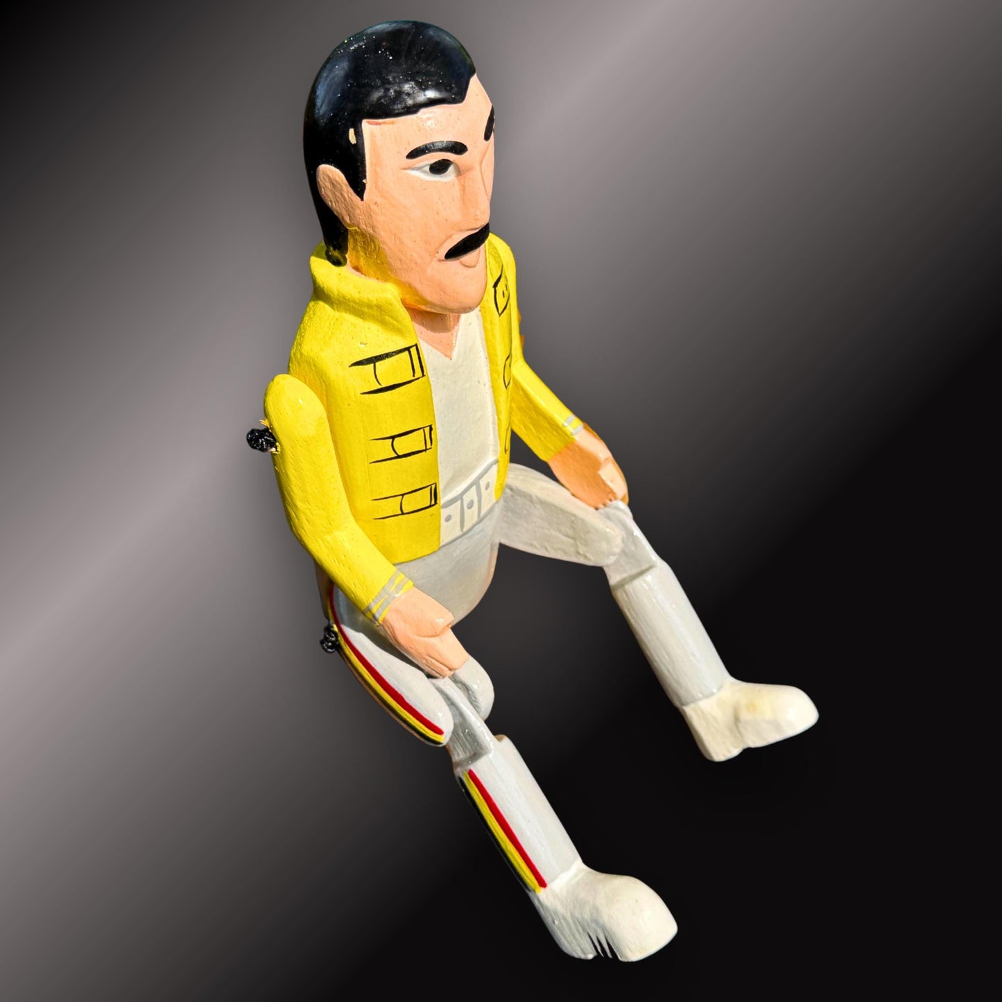 Freddie Mercury  Rock Star Shelf Sitter - Super Star Puppet Hand Painted Carved Wood