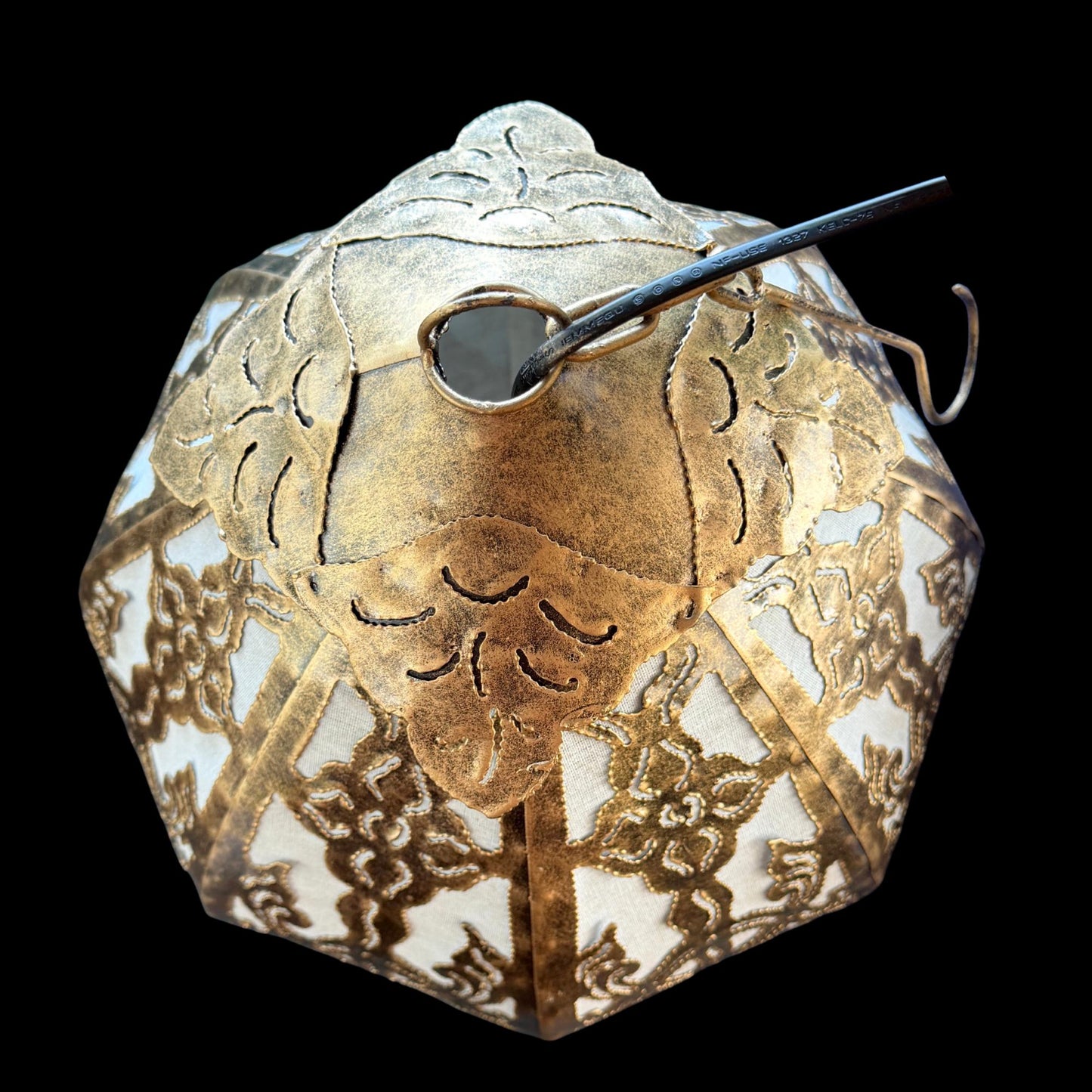 Bohemian Lotus  Lamp,  Metal Moroccan Style Lantern, Burnished Gold
