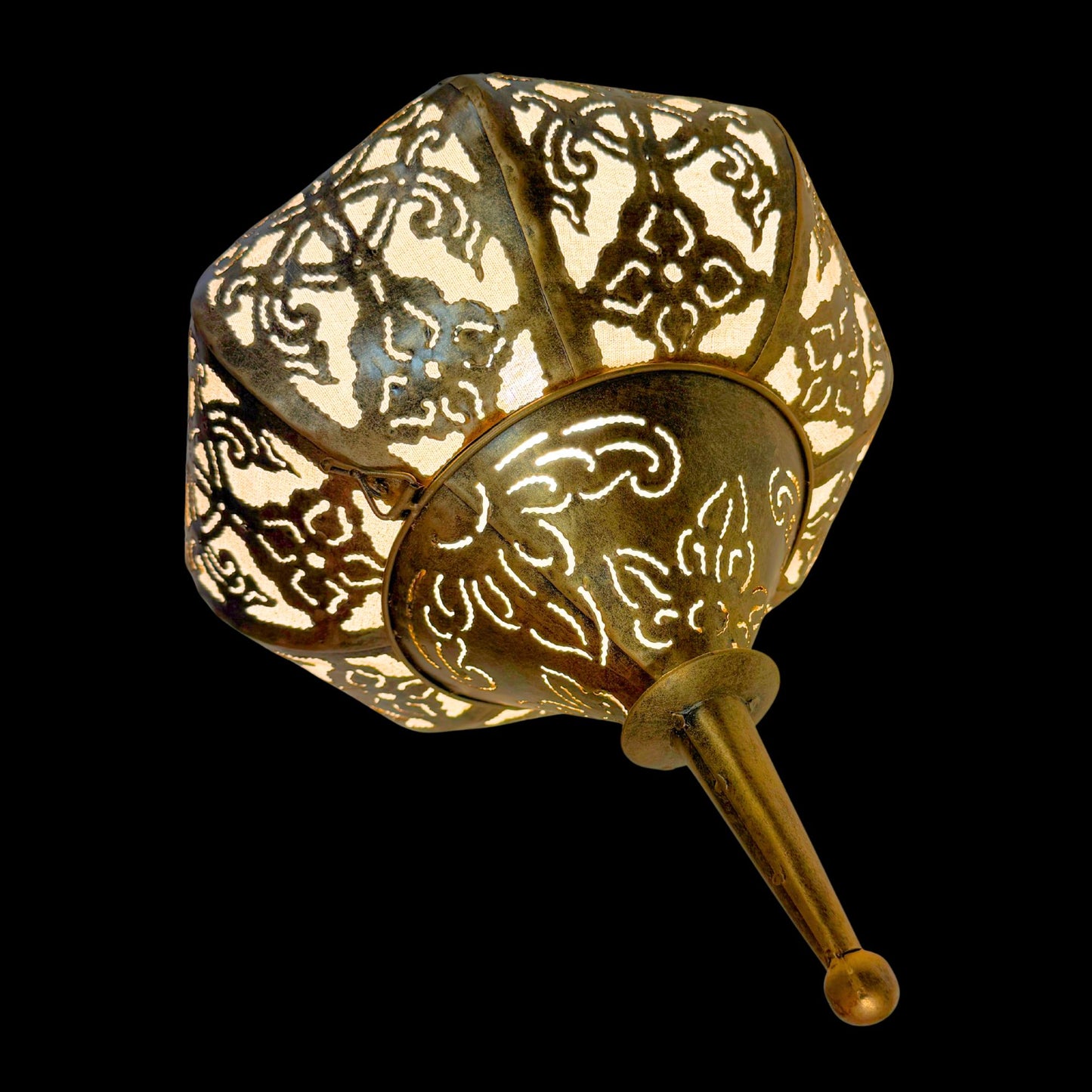Bohemian Lotus  Lamp,  Metal Moroccan Style Lantern, Burnished Gold
