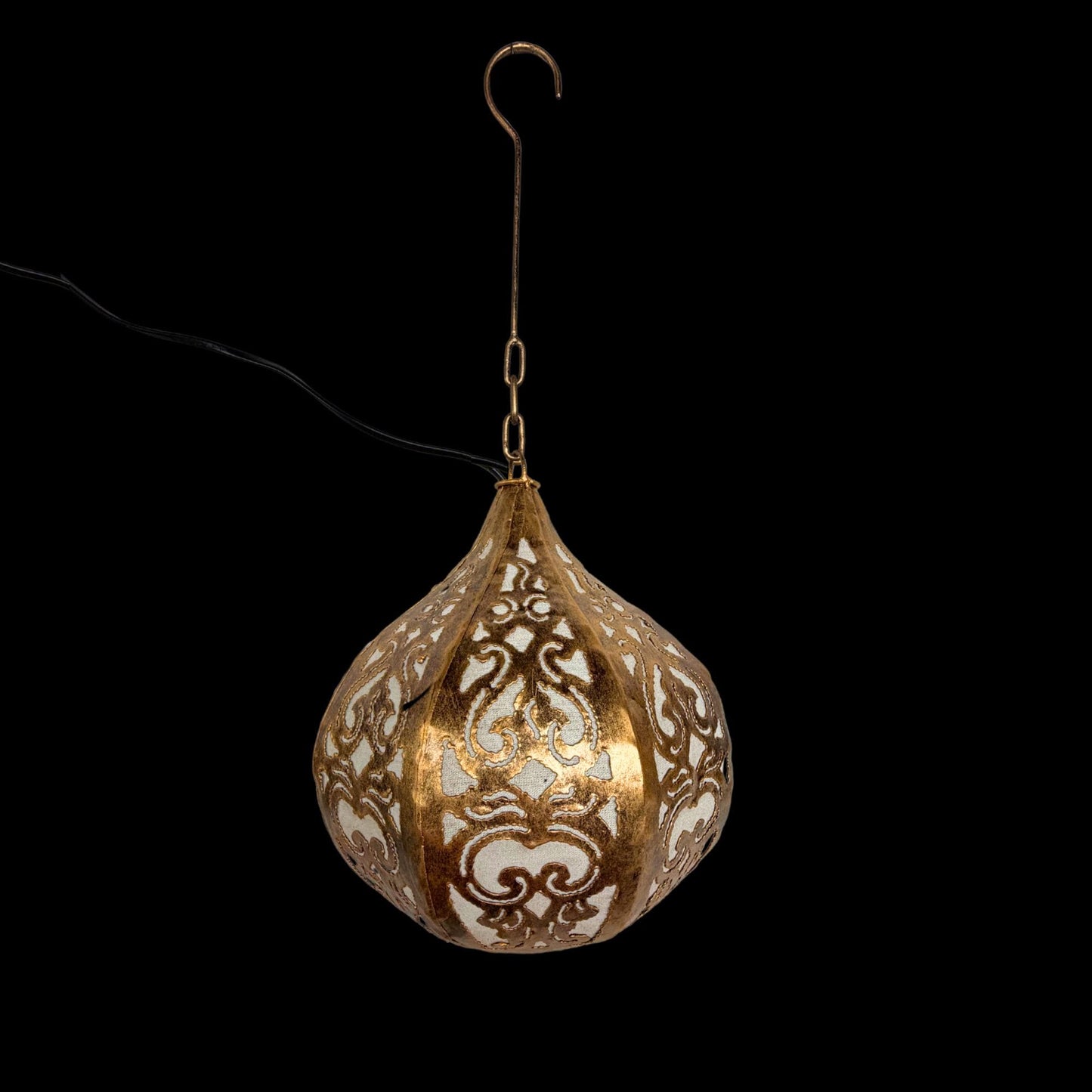 Bohemian Lotus Pendant  Lamp,  Hanging  Moroccan Style metal Lantern, Burnished Gold
