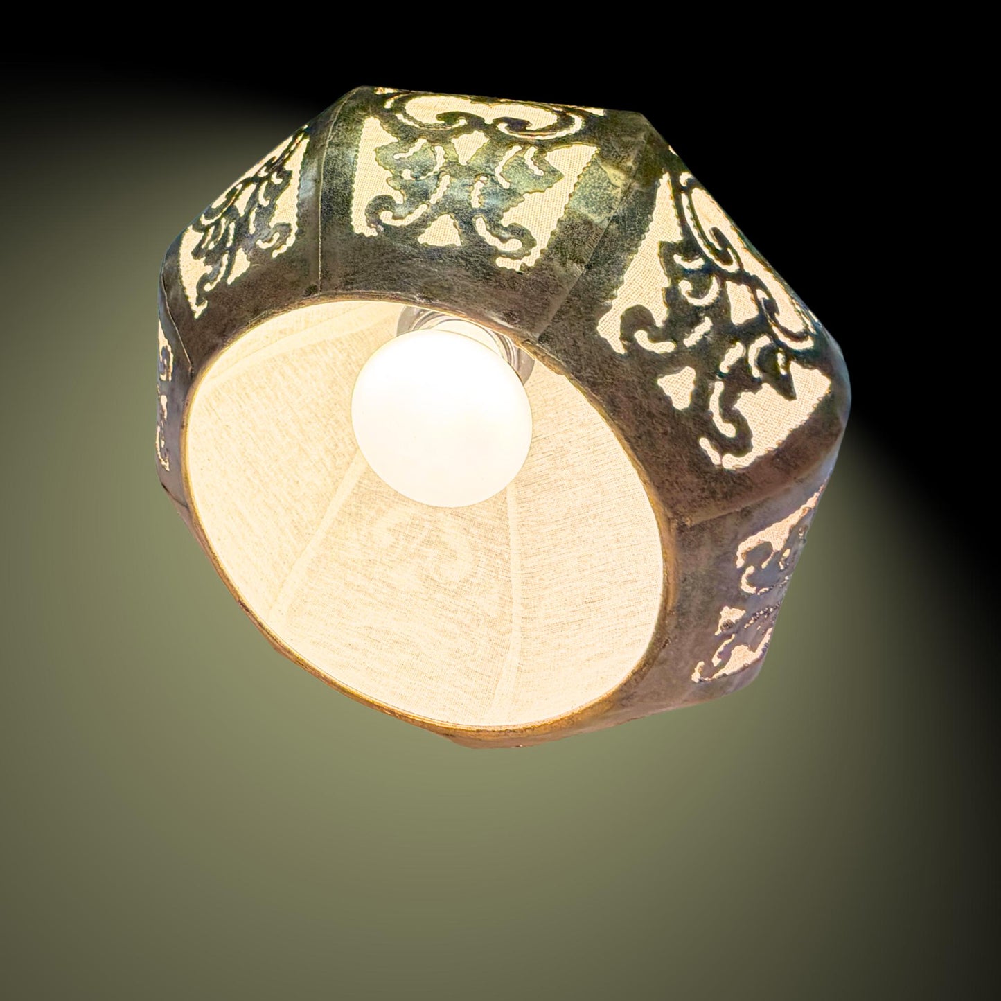 Bohemian Lotus Pendant  Lamp,  Hanging  Moroccan Style metal Lantern, Burnished Gold