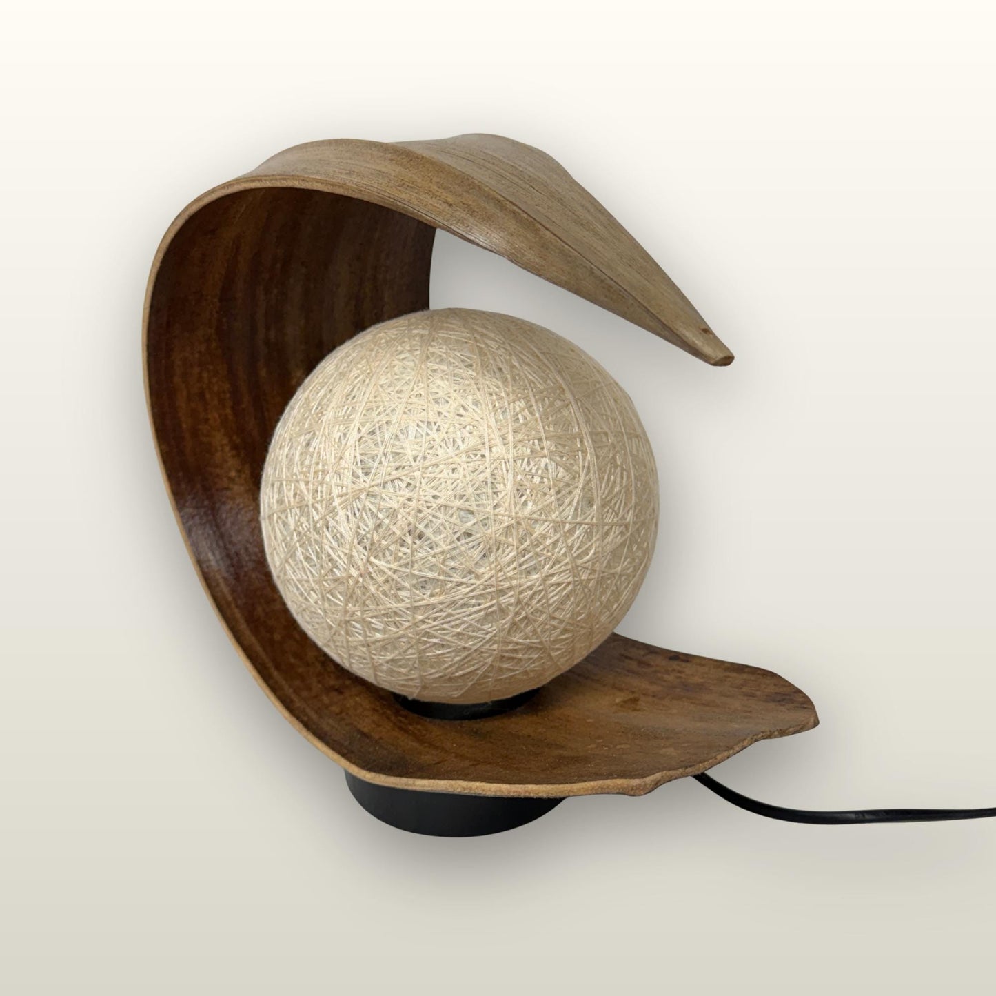 Crescent Moon Palm Frond Accent Lamp: Natural Organic Boho Decor