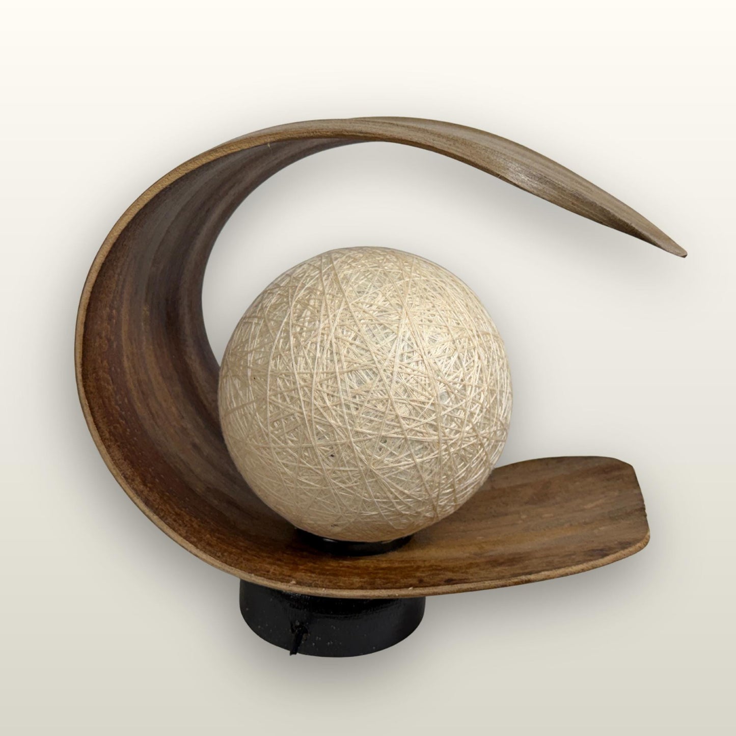 Crescent Moon Palm Frond Accent Lamp: Natural Organic Boho Decor