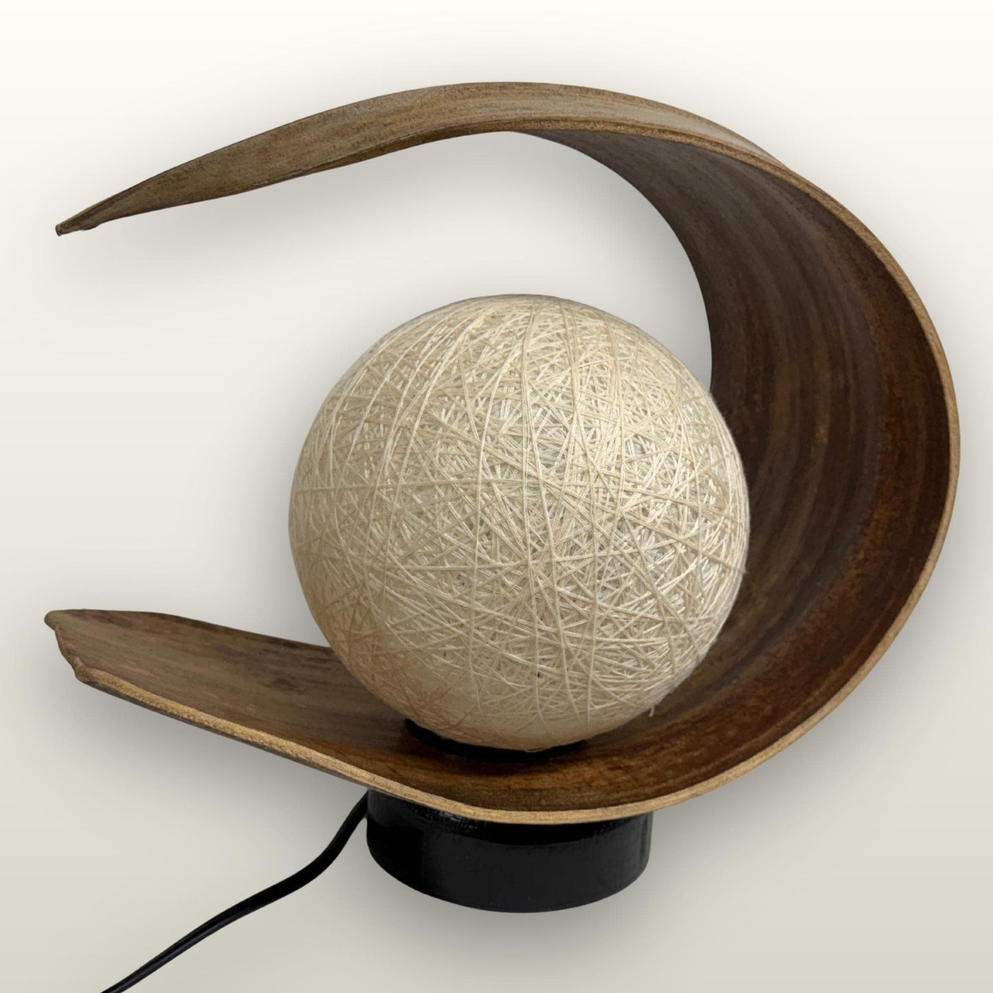Crescent Moon Palm Frond Accent Lamp: Natural Organic Boho Decor