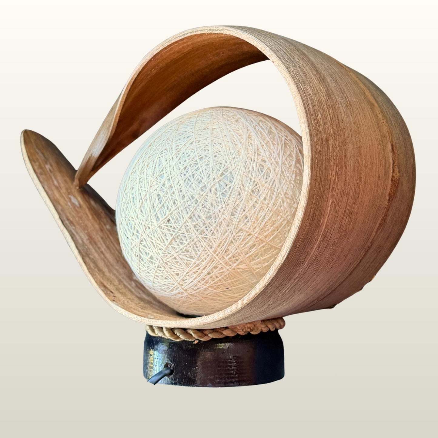 Handmade Palm Frond Teardrop Lamp: Boho Accent Lighting