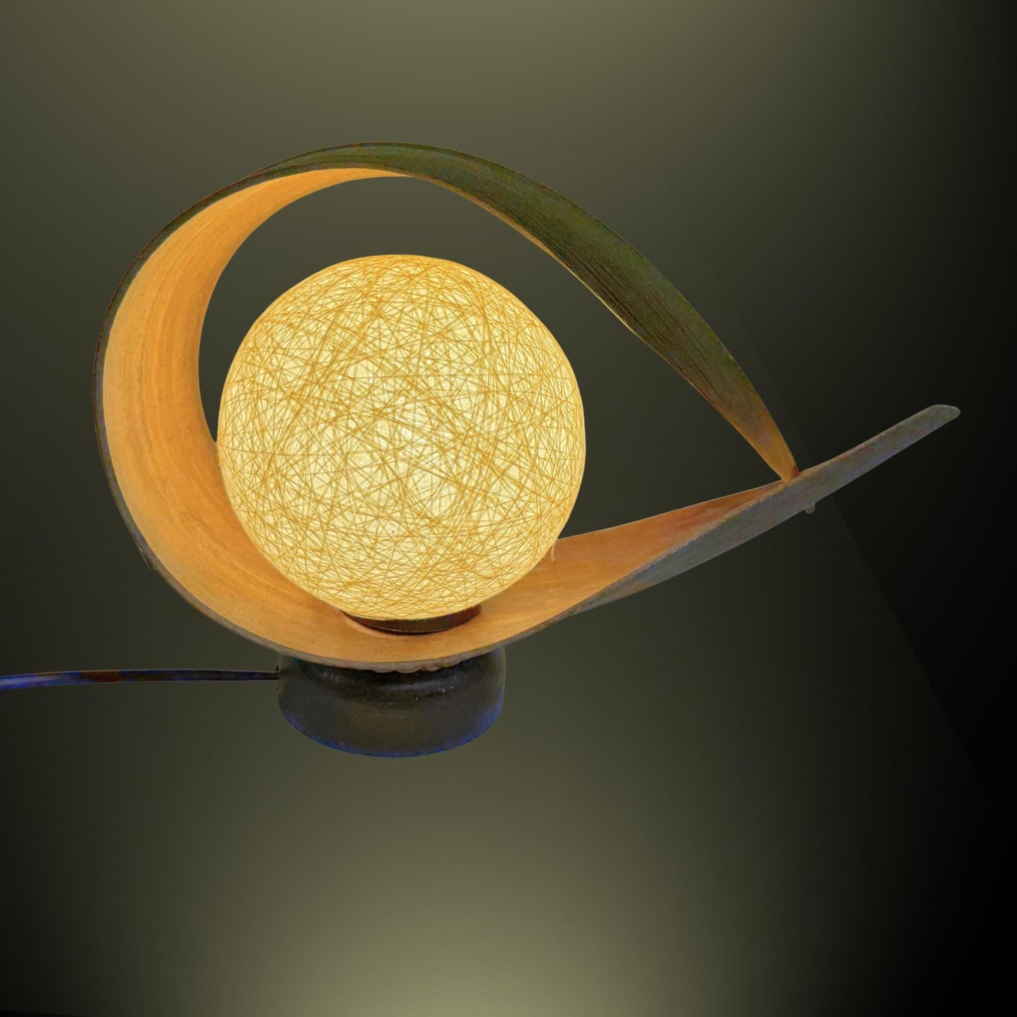 Handmade Palm Frond Teardrop Lamp: Boho Accent Lighting