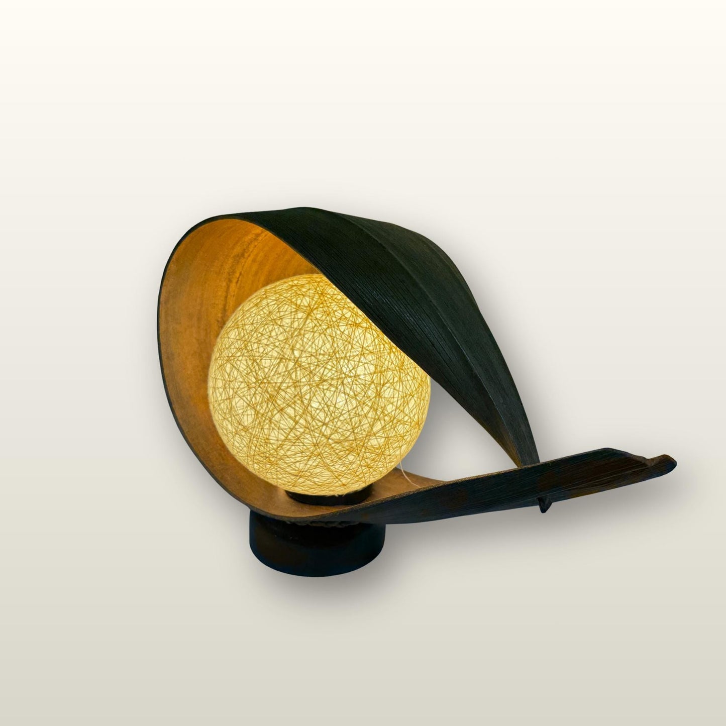Handmade Palm Frond Teardrop Lamp: Boho Accent Lighting