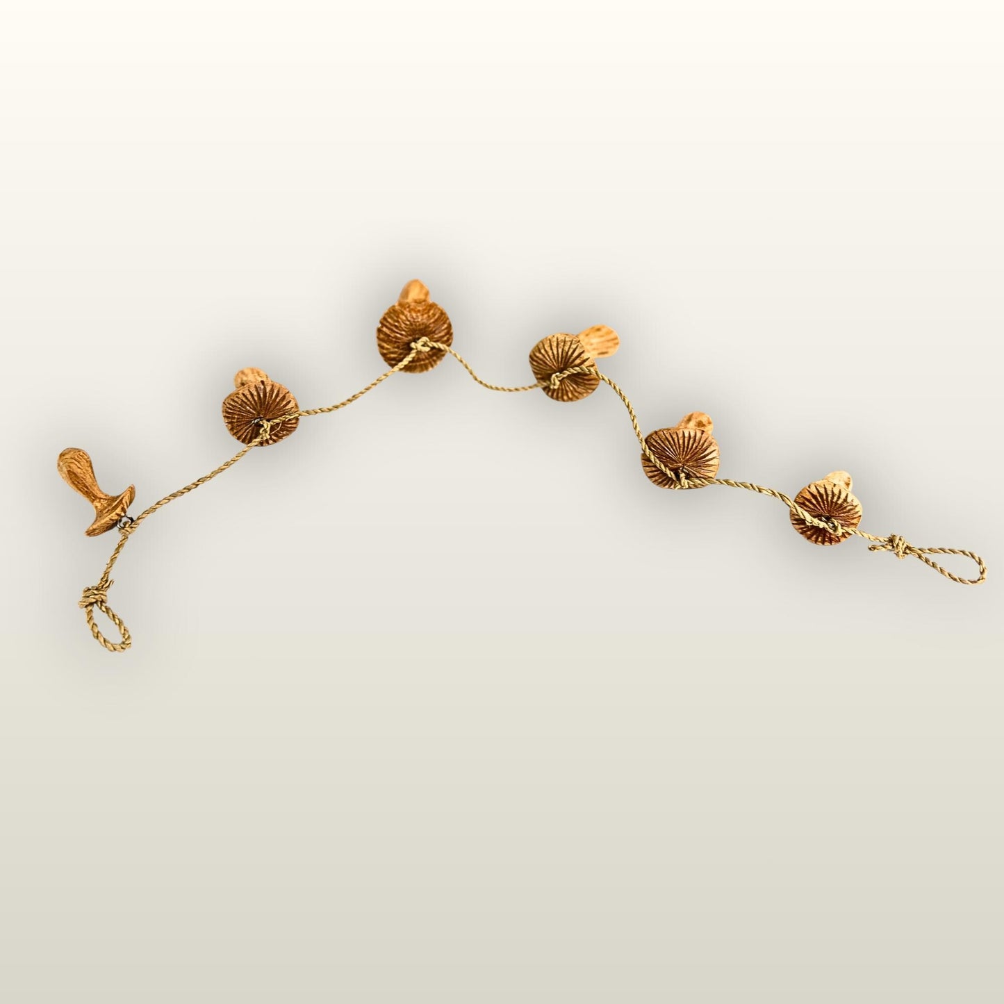 Hand Carved Forest Mushroom Garland : Balinese Fungi Wood Art Wall Decor