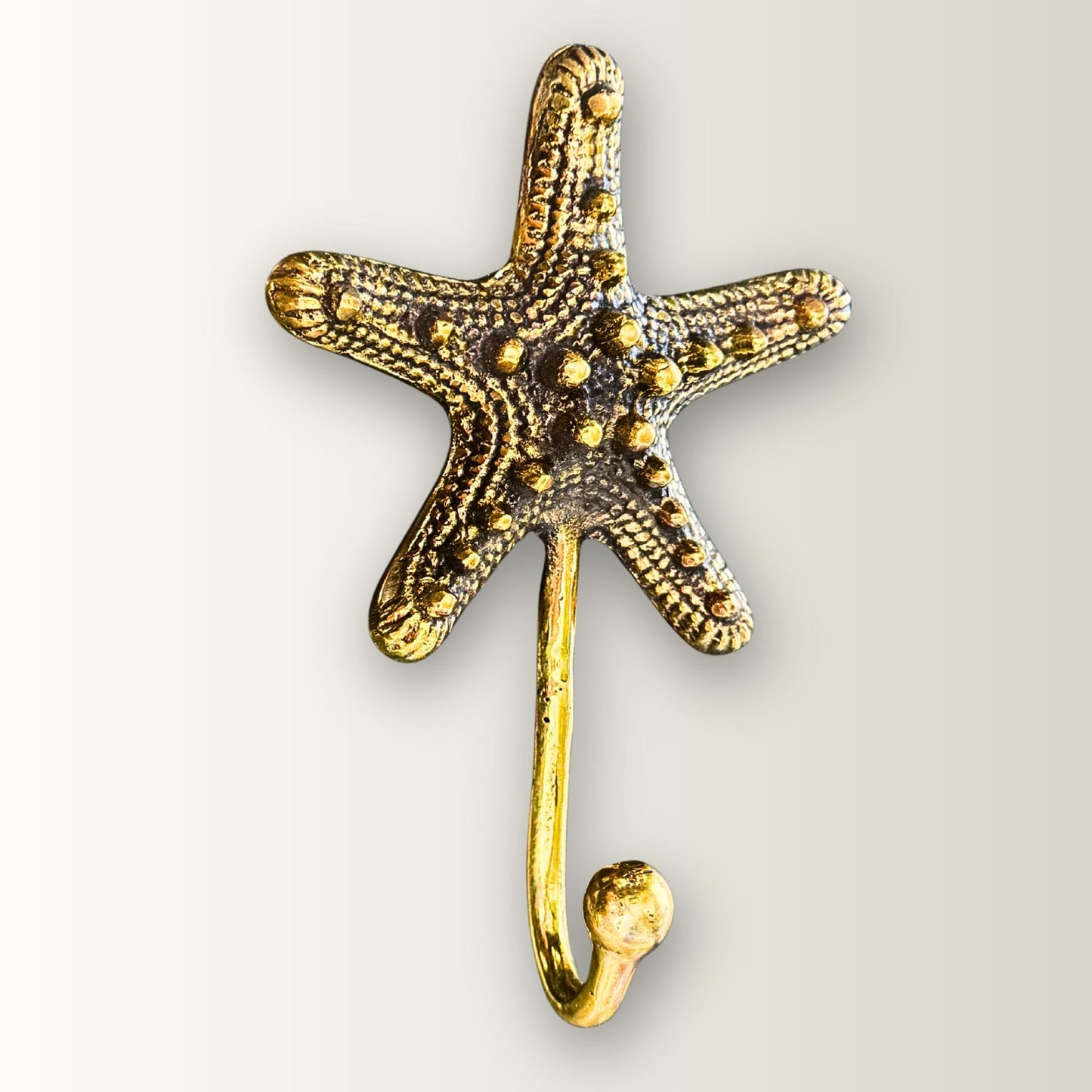 Bronze Nautical Starfish Wall Hook: Key Hanger, Lost Wax Cast Metal Coat Hanger