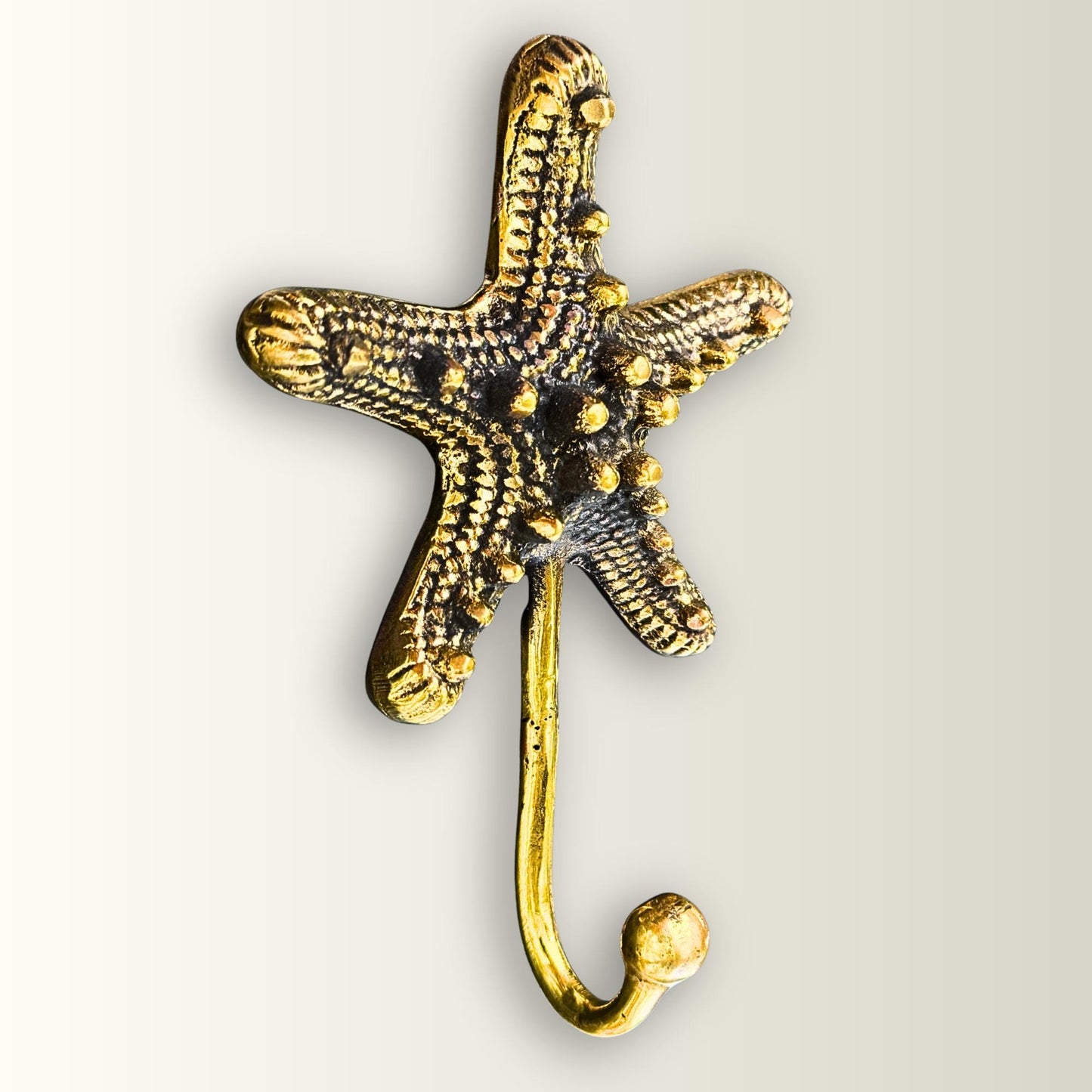 Bronze Nautical Starfish Wall Hook: Key Hanger, Lost Wax Cast Metal Coat Hanger