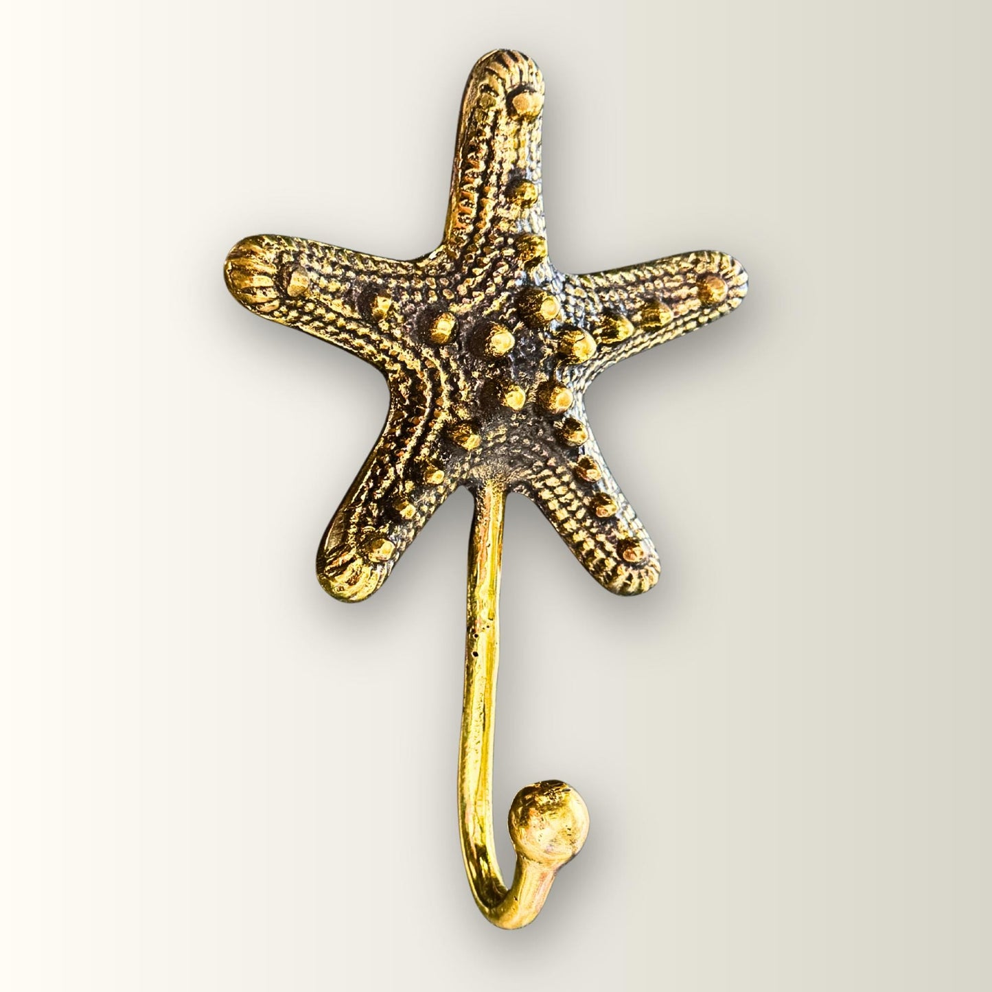 Bronze Nautical Starfish Wall Hook: Key Hanger, Lost Wax Cast Metal Coat Hanger