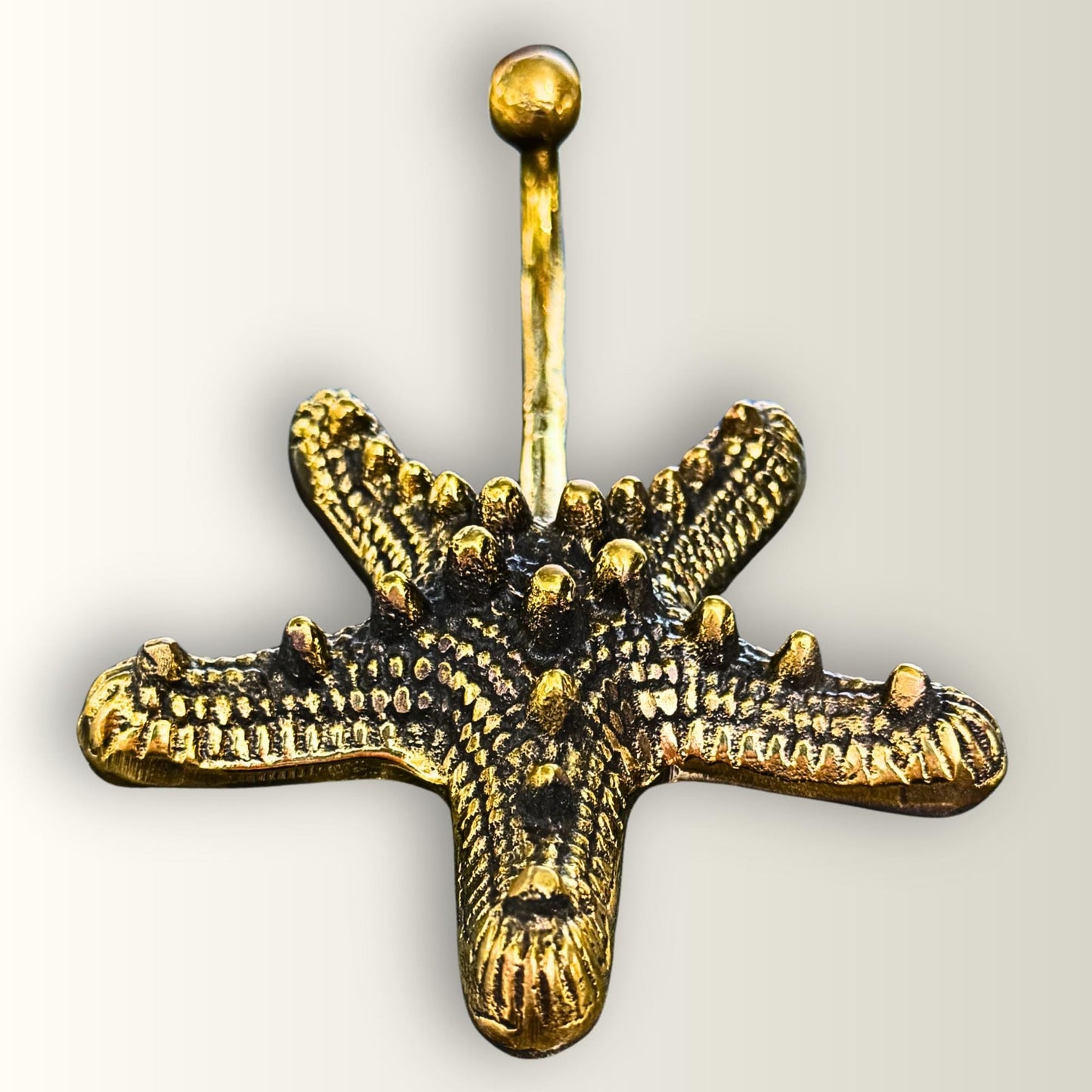 Bronze Nautical Starfish Wall Hook: Key Hanger, Lost Wax Cast Metal Coat Hanger