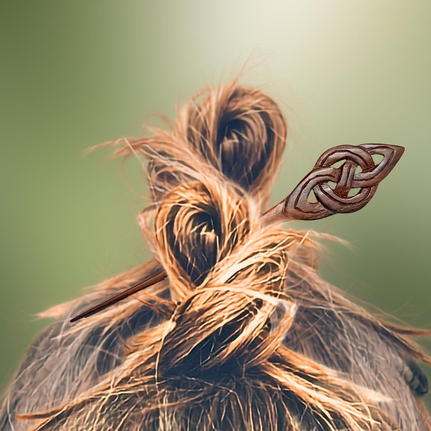 Carved Wooden Hair Pick Stick;  Balinese Wood Hair Jewelry, Lotus, Celtic Knot, Fern Tip