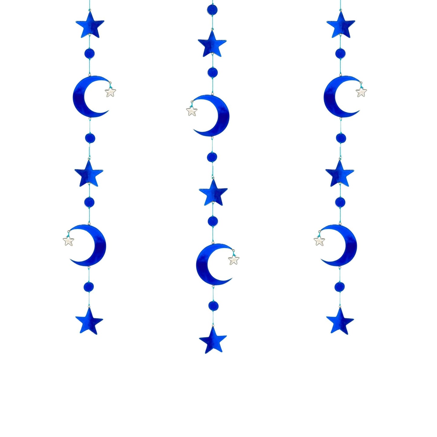 Celestial Moon & Stars  Sun Catcher Hanging Mobile : Whimsical Blue Crescent Moon decor