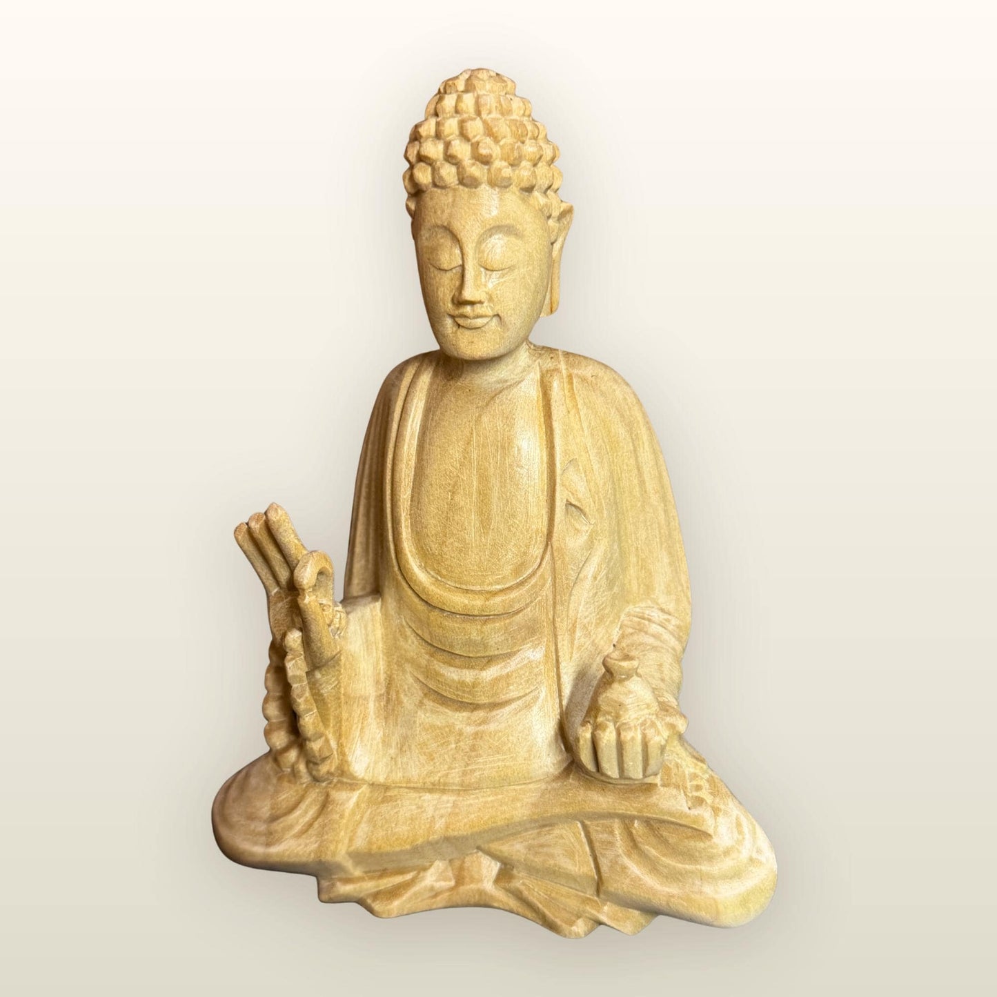 Teaching Buddha Sculpture Hand Carved Wood - Balinese Wood Carving - Buddhist Art