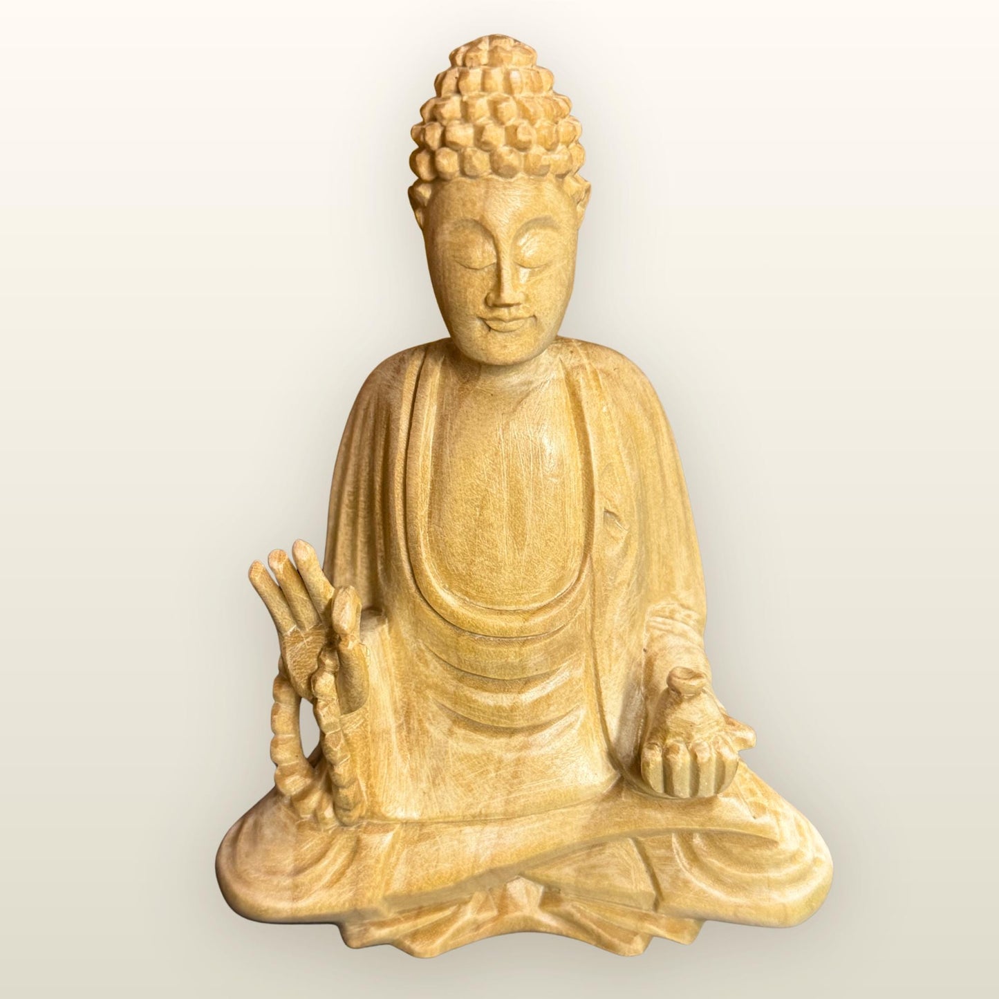 Teaching Buddha Sculpture Hand Carved Wood - Balinese Wood Carving - Buddhist Art