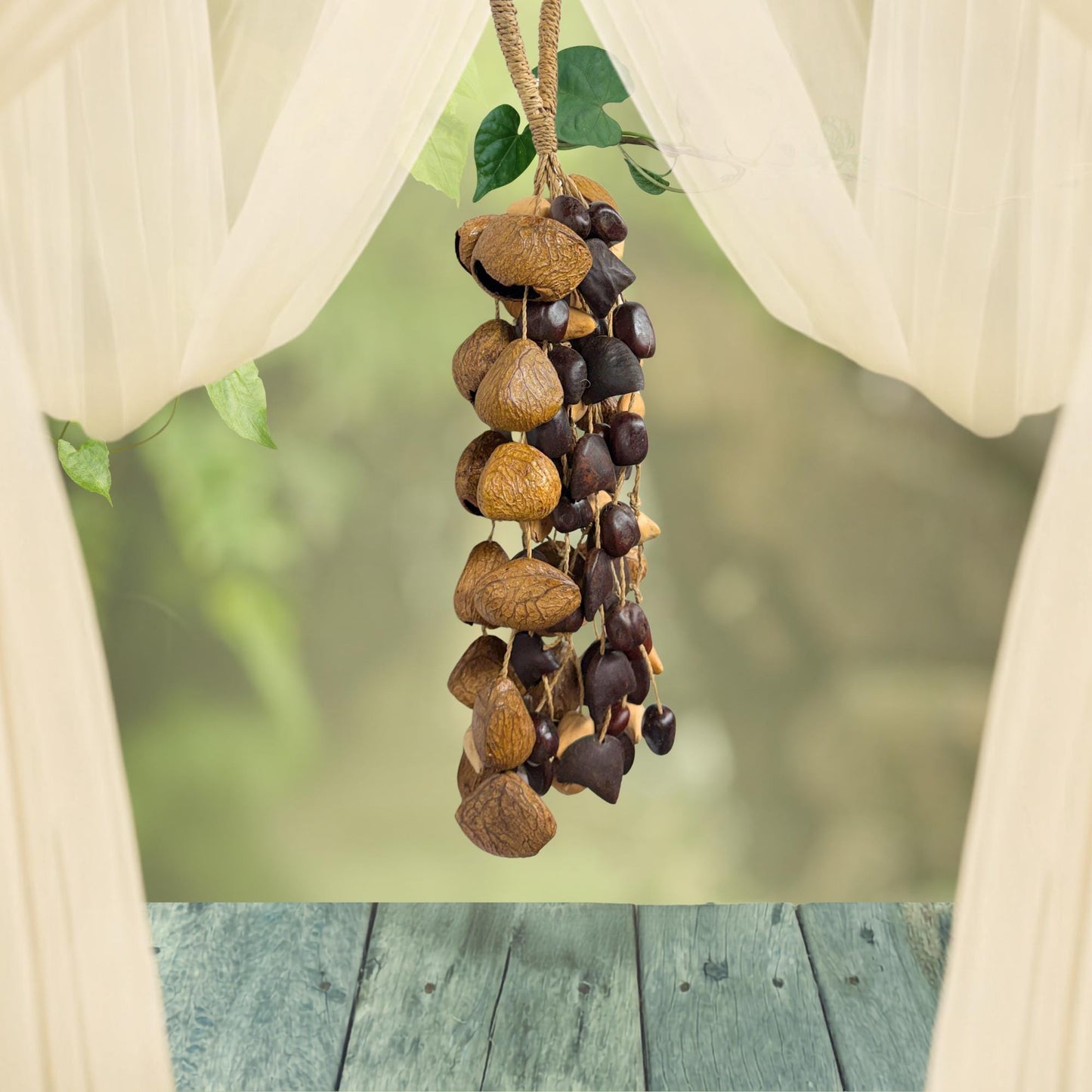 Pangi Nut Percussion Rattle,  Natural Bendo Seed Shaker - Sound Healing Bell - Wind chime