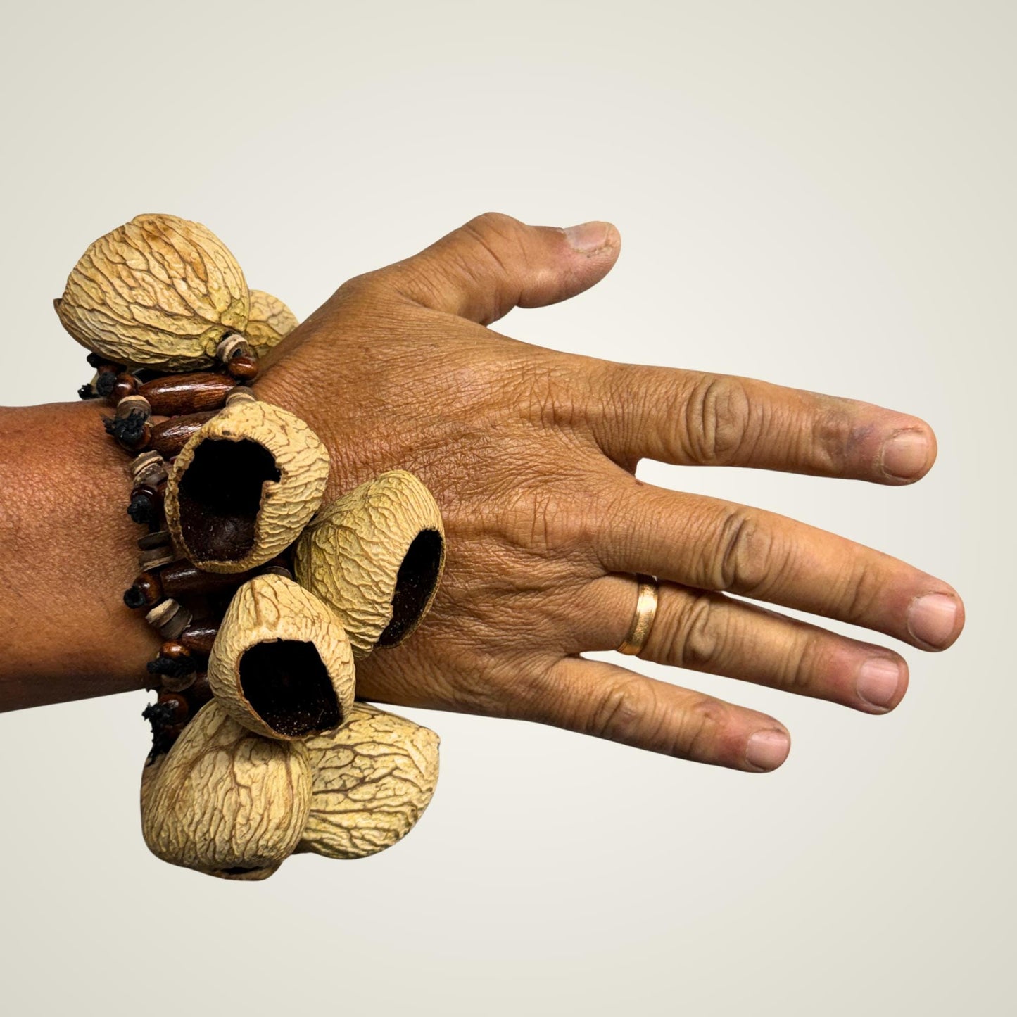Pangi Nut Percussion Bracelet Rattle,  Natural Keluwak Seed Shaker - Sound Healing Bell