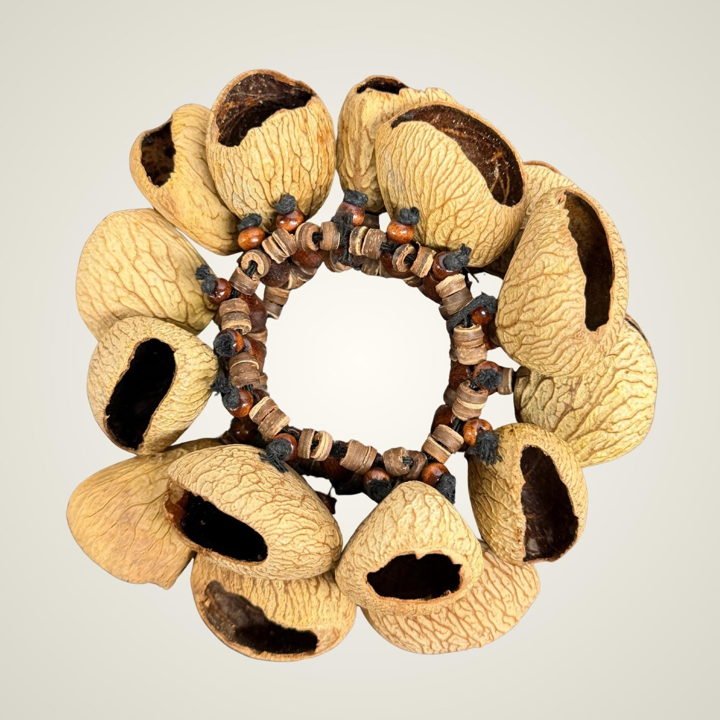 Pangi Nut Percussion Bracelet Rattle,  Natural Keluwak Seed Shaker - Sound Healing Bell