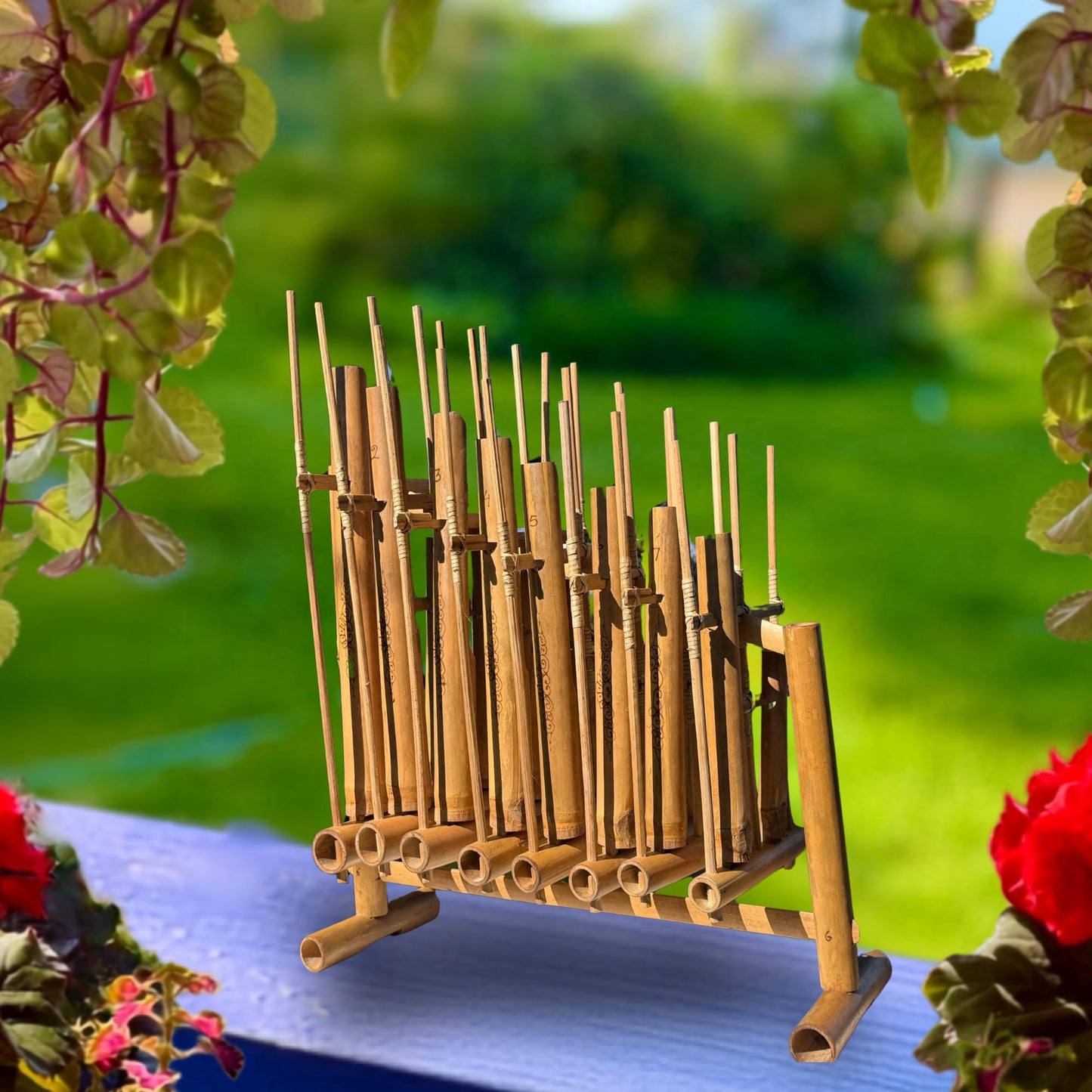 Bamboo Angklung Traditional Percussion Musical Instrument - Indonesian Rindik Gamalan Music