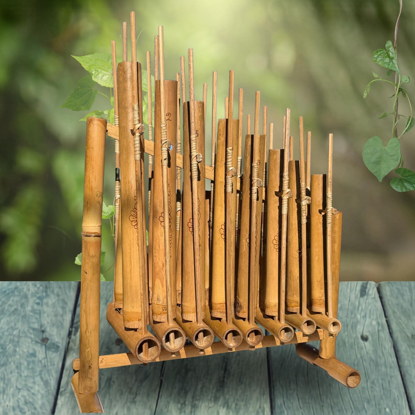 Bamboo Angklung Traditional Percussion Musical Instrument - Indonesian Rindik Gamalan Music