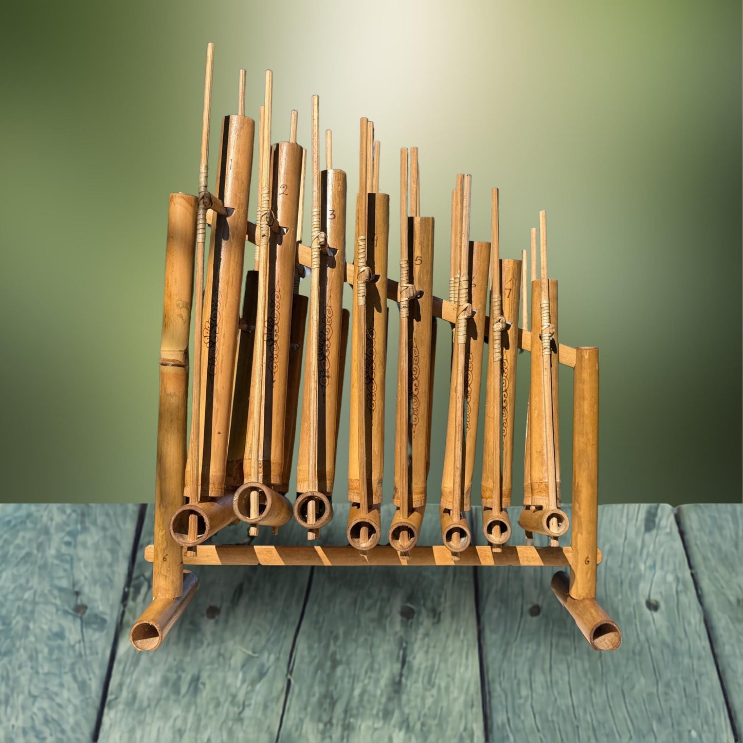 Bamboo Angklung Traditional Percussion Musical Instrument - Indonesian Rindik Gamalan Music
