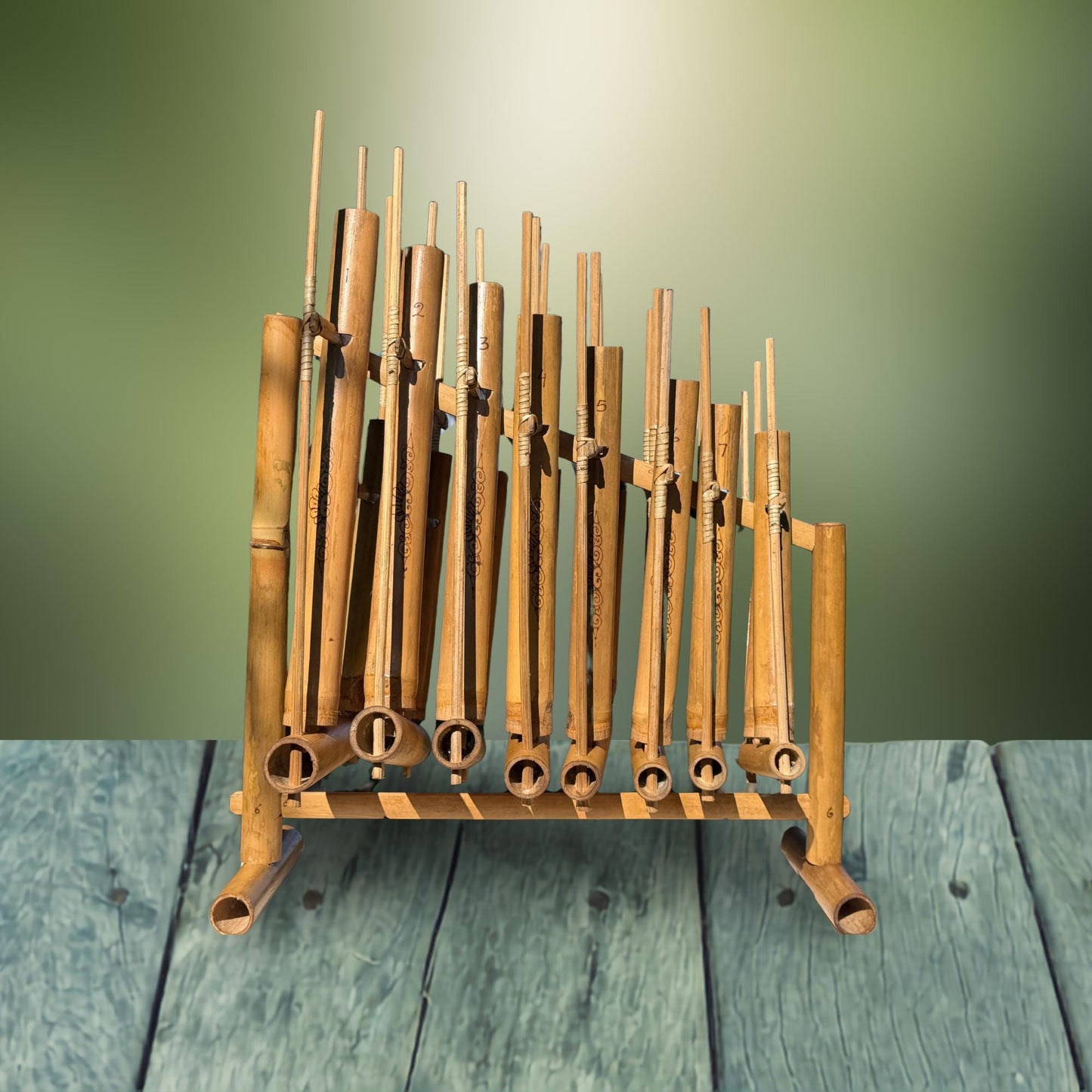 Bamboo Angklung Traditional Percussion Musical Instrument - Indonesian Rindik Gamalan Music