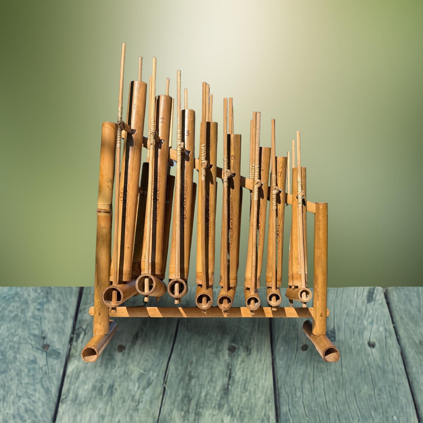 Bamboo Angklung Traditional Percussion Musical Instrument - Indonesian Rindik Gamalan Music
