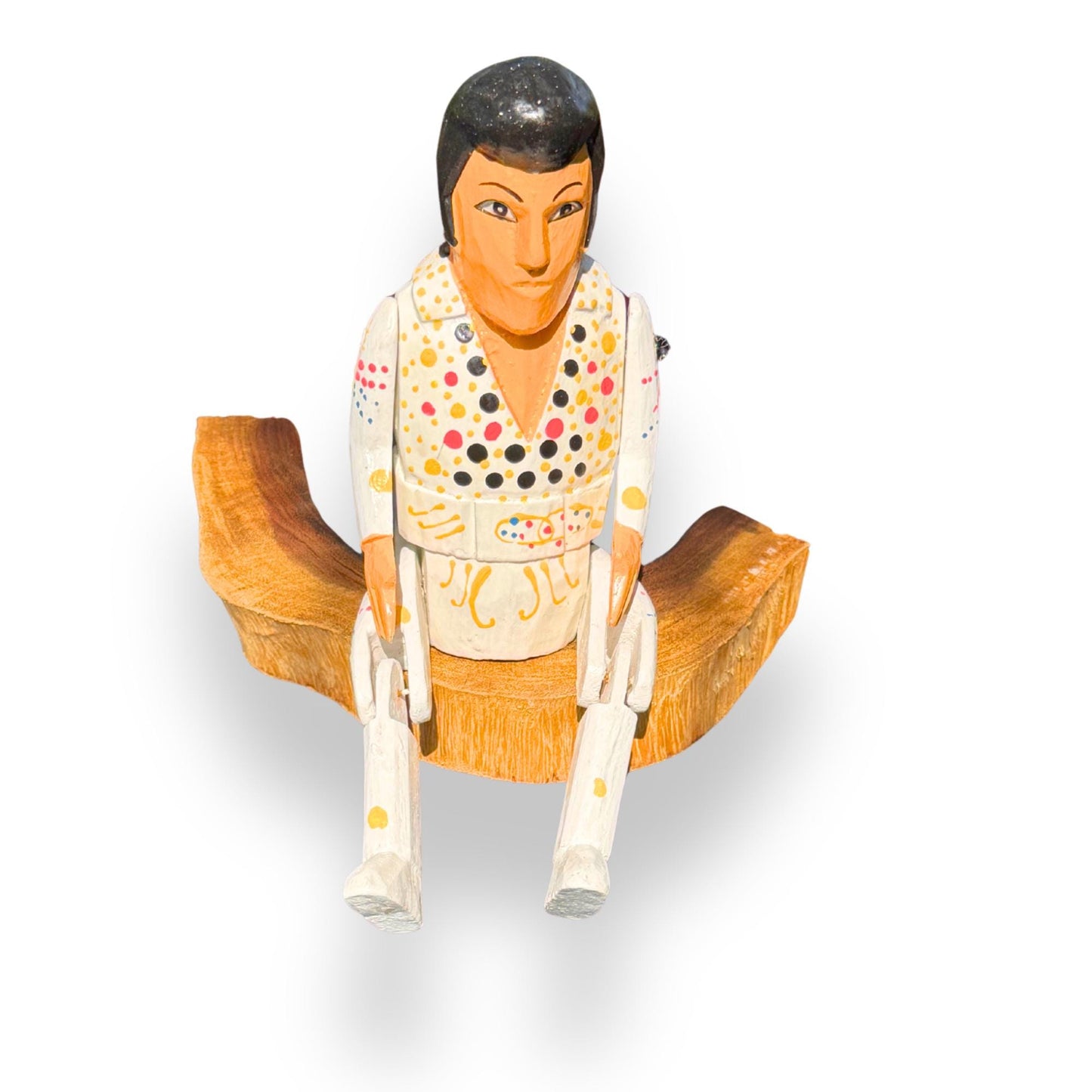 The King Elvis Shelf Sitter - Super Star Puppet Hand Painted Carved Wood