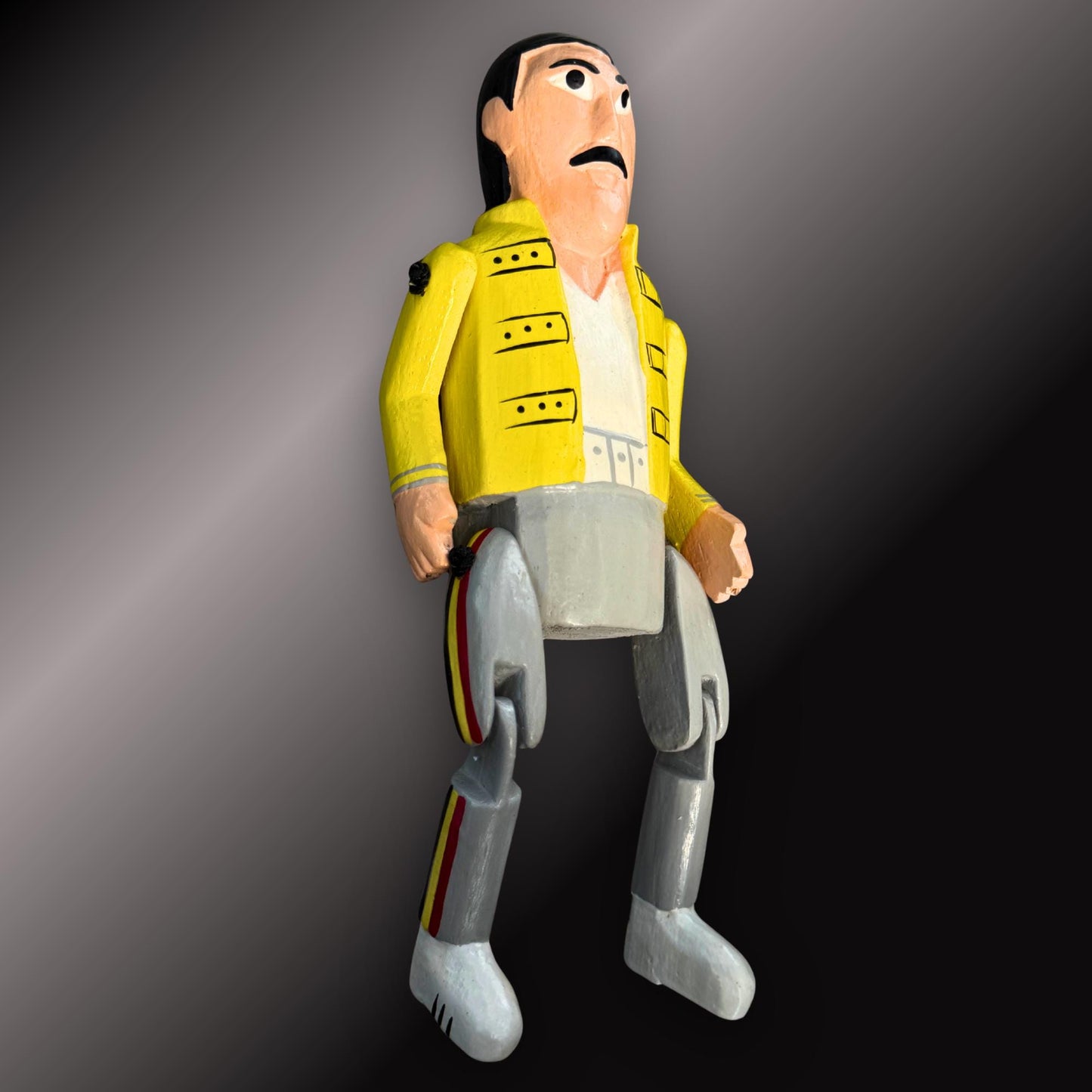 Freddie Mercury  Rock Star Shelf Sitter - Super Star Puppet Hand Painted Carved Wood