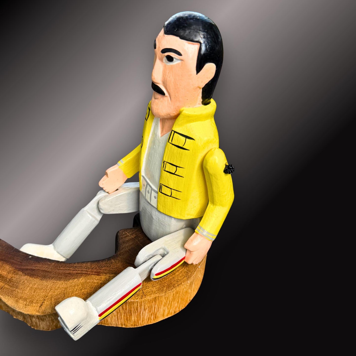 Freddie Mercury  Rock Star Shelf Sitter - Super Star Puppet Hand Painted Carved Wood