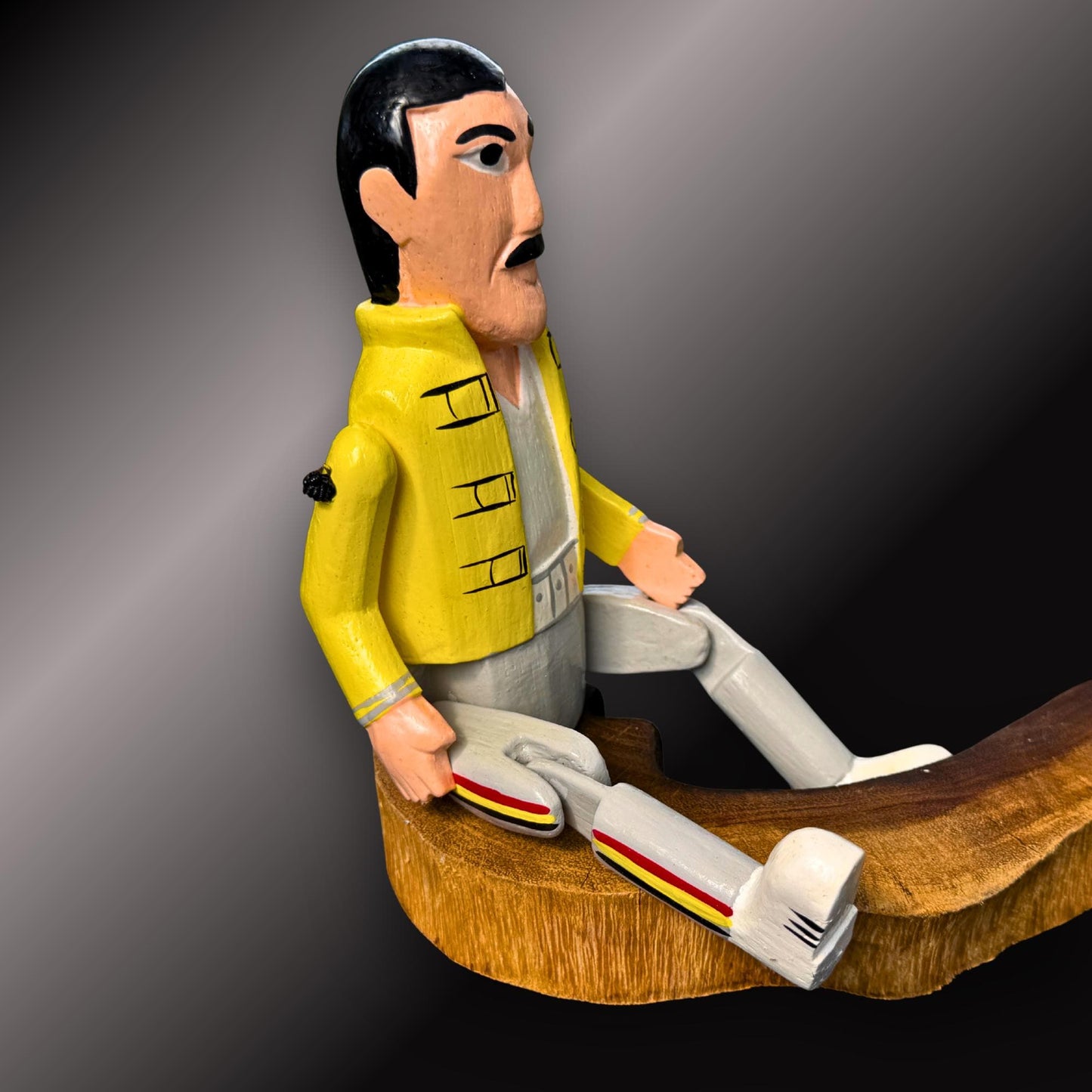 Freddie Mercury  Rock Star Shelf Sitter - Super Star Puppet Hand Painted Carved Wood