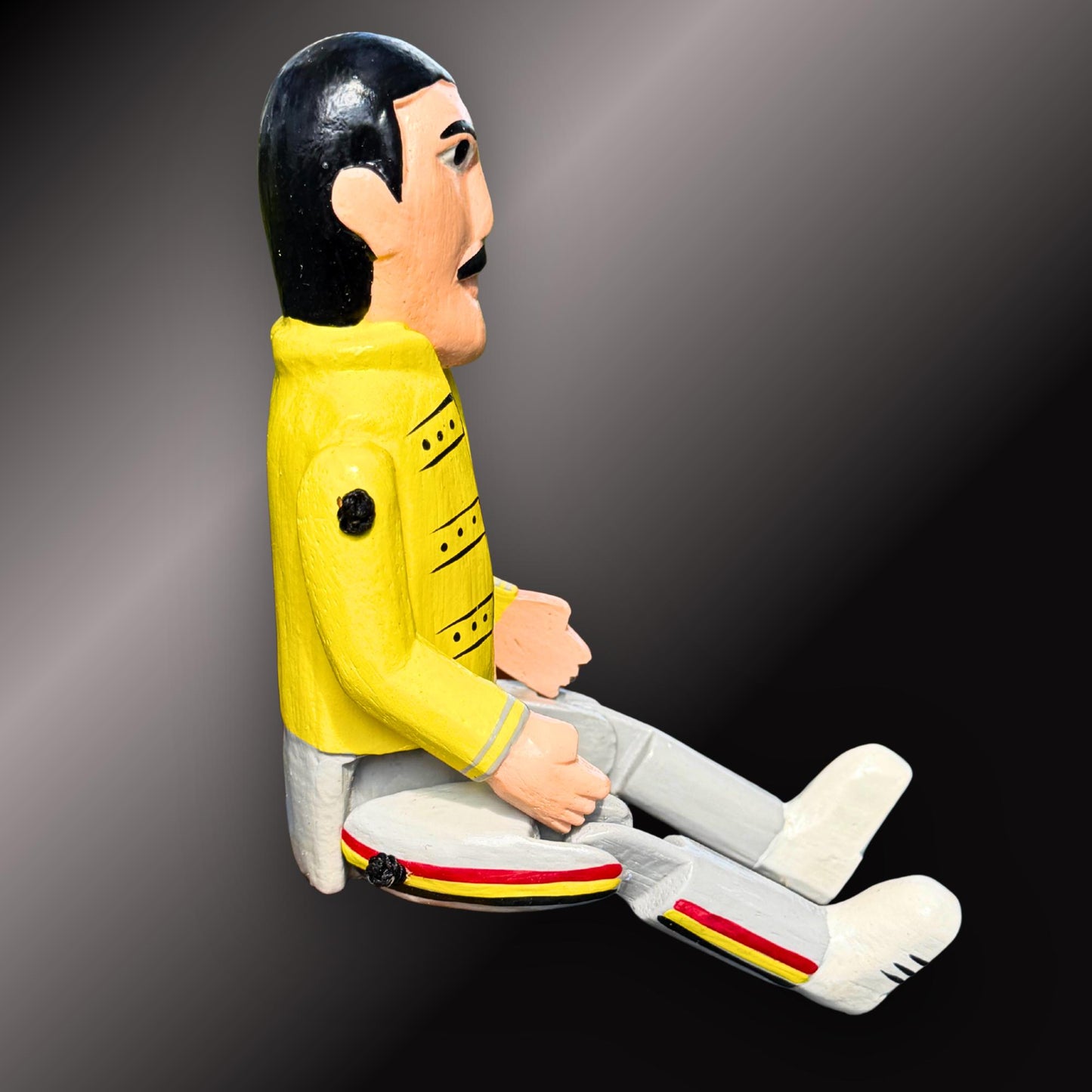 Freddie Mercury  Rock Star Shelf Sitter - Super Star Puppet Hand Painted Carved Wood