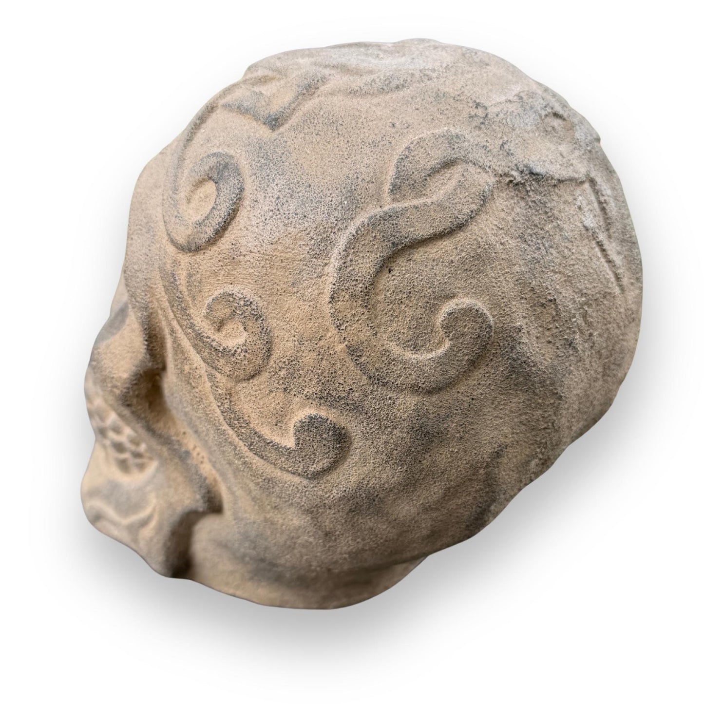 Celtic Human Skull Replica: Cast Stone Gothic Garden Statue - Spooky Season Decor