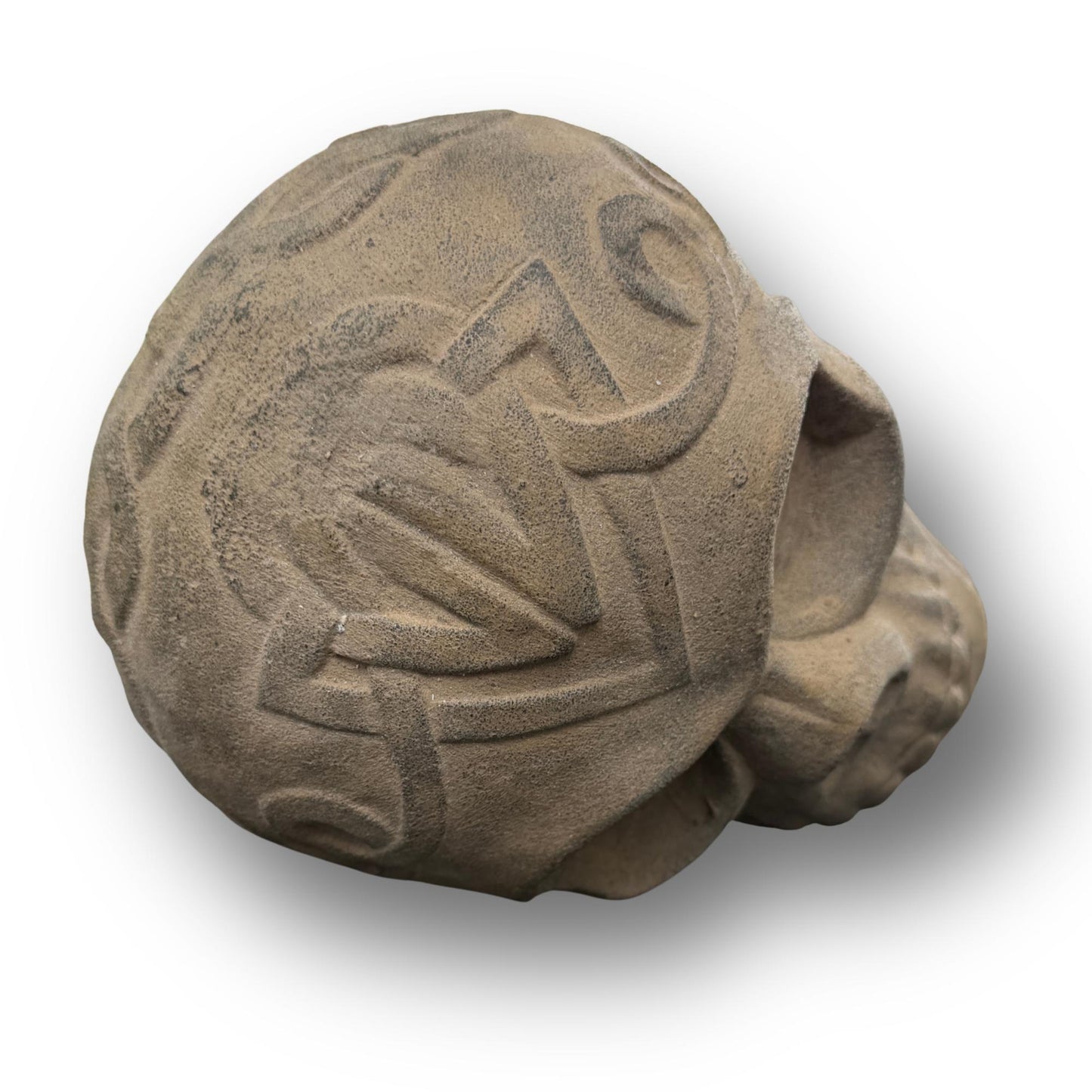 Celtic Human Skull Replica: Cast Stone Gothic Garden Statue - Spooky Season Decor